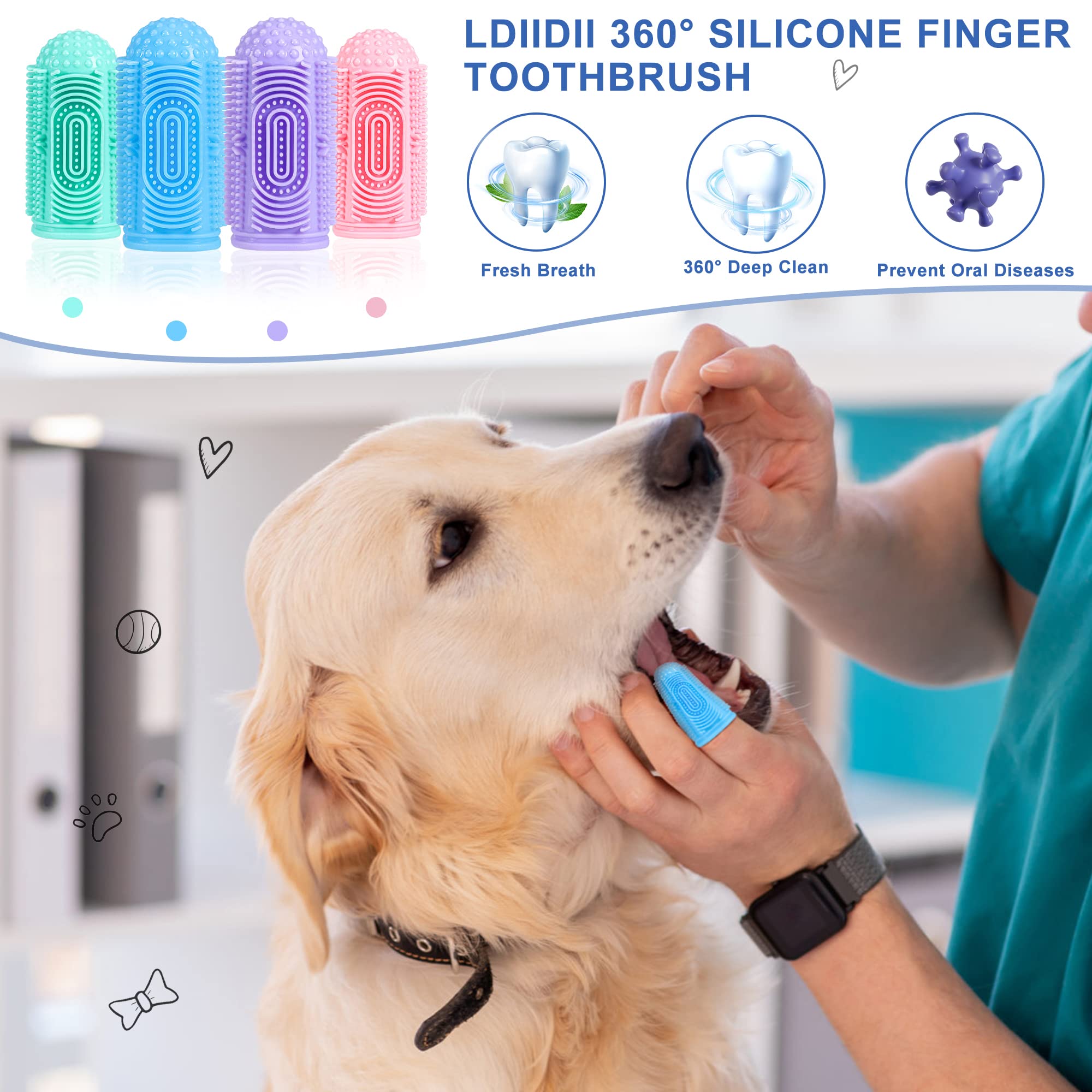 LDIIDII Dog Toothbrush Dog Tooth Brushing Kit Dog Finger Toothbrush for Dog Teeth Cleaning&Dog Dental Care,Cat Toothbrush Dog To