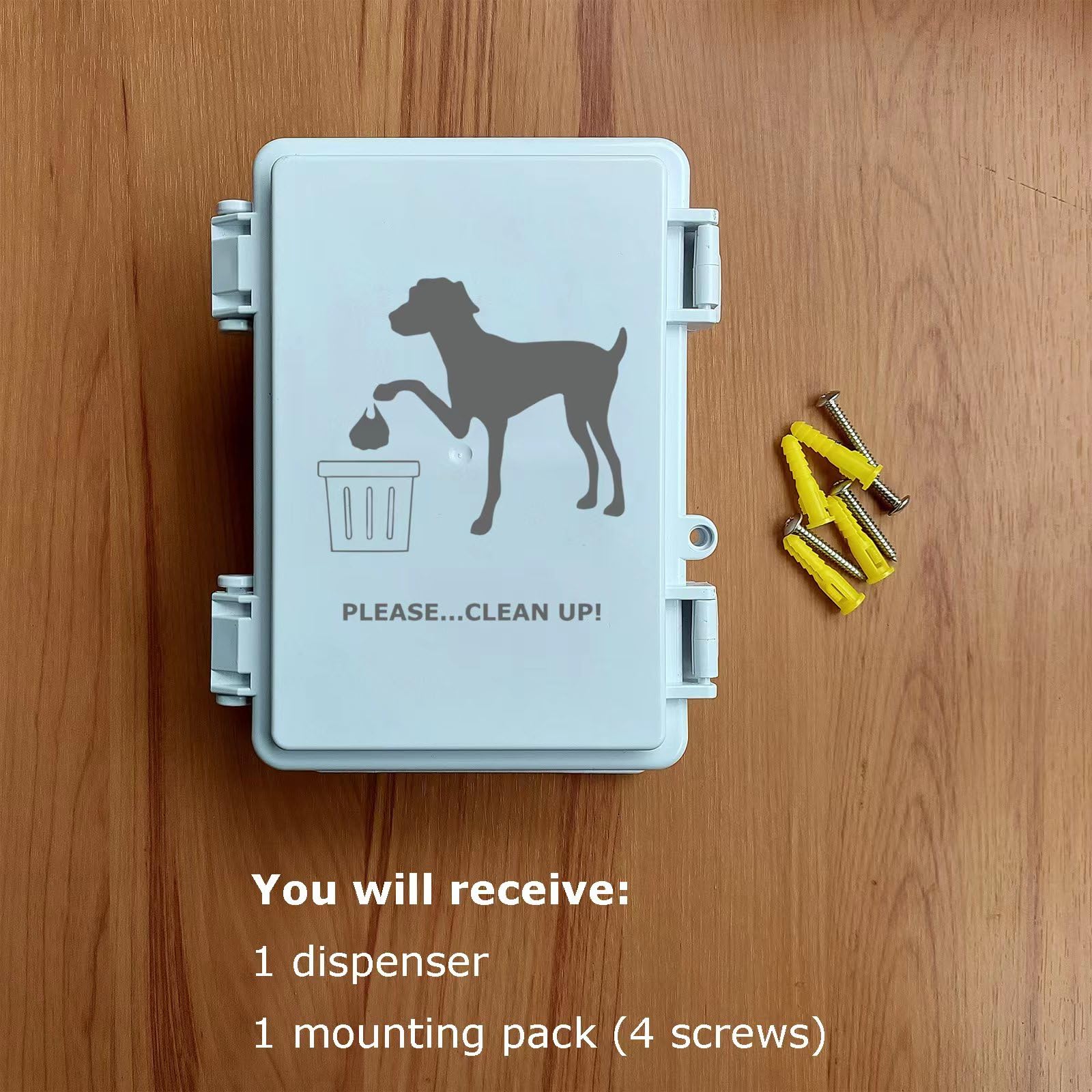 Dog Poop Bag Dispenser Wall Mount Waterproof Outdoor Dog Bag Dispenser  Printed With Cute Clean Up Dog Poop Signs  Stake, Pole,