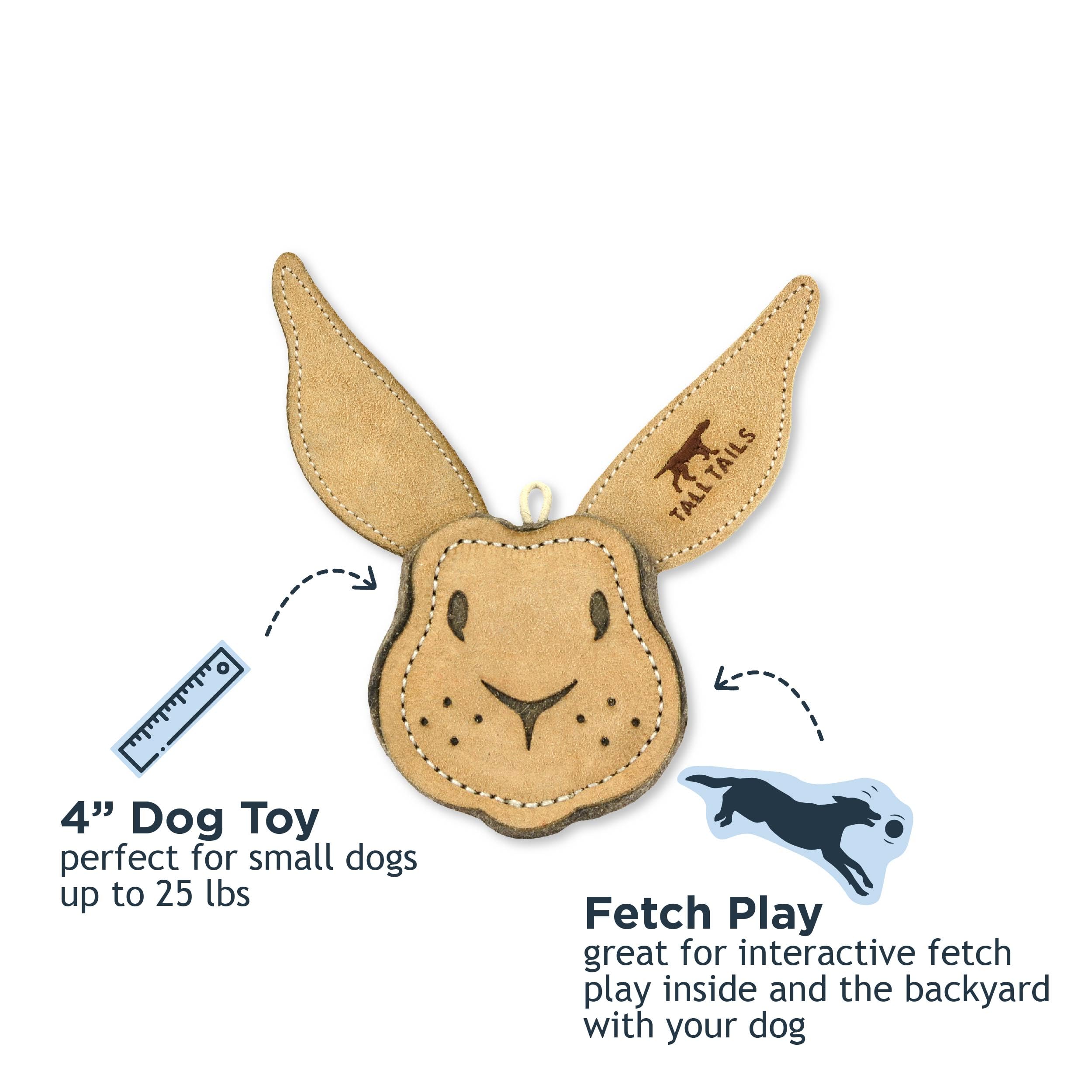 Tall Tails Dog Natural Leather Scrappy Fetch Toy For Dogs, Rabbit