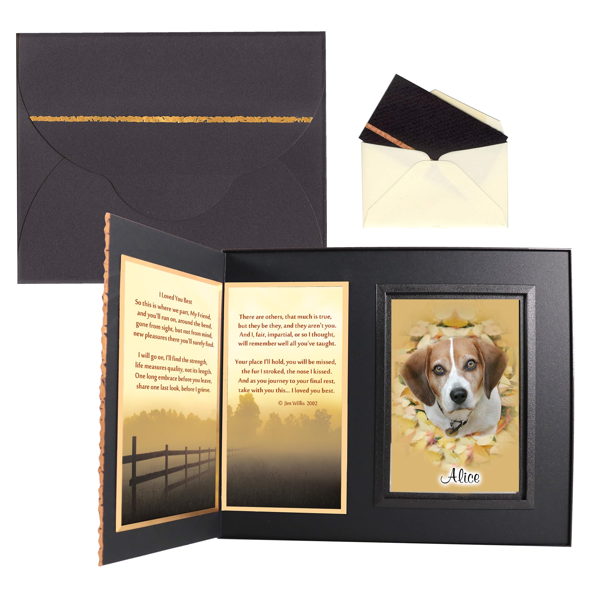 Pet Lover Remembrance Gift, 'I Loved You Best' Poem, Memorial Pet Loss Picture Frame Keepsake And Sympathy Gift Package, Ebony Black With Foil Accent