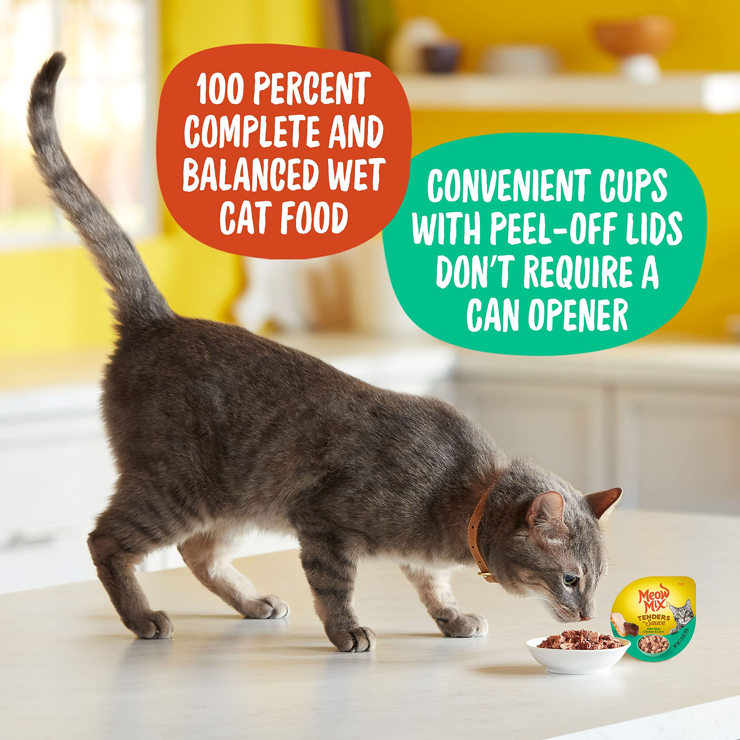 Meow Mix Tenders in Sauce Wet Cat Food, Chicken & Liver, 2.75 Ounce Cup (Pack of 12)