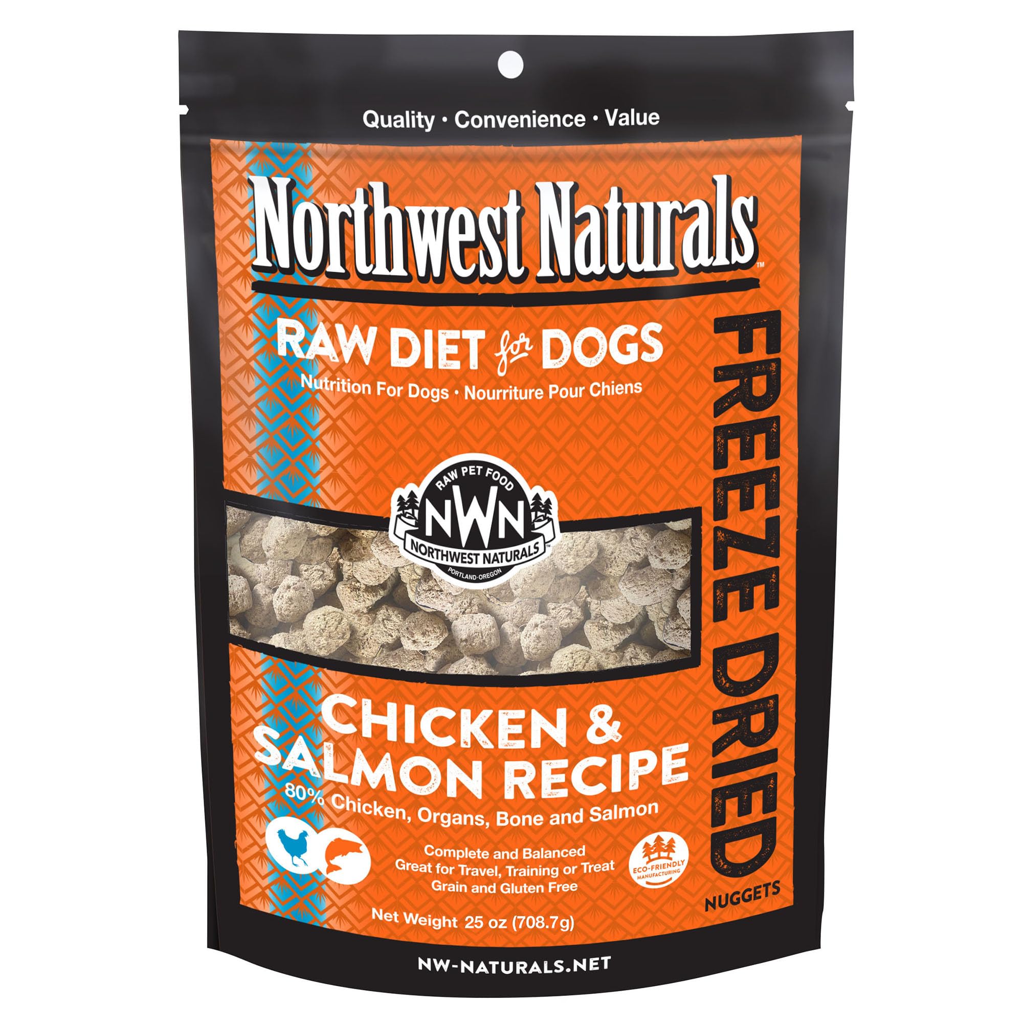 Northwest Naturals Freeze-Dried Chicken & Salmon Dog Food - Bite-Sized Nuggets - Grain-Free, High-Protein, Raw Diet, Human-Grade