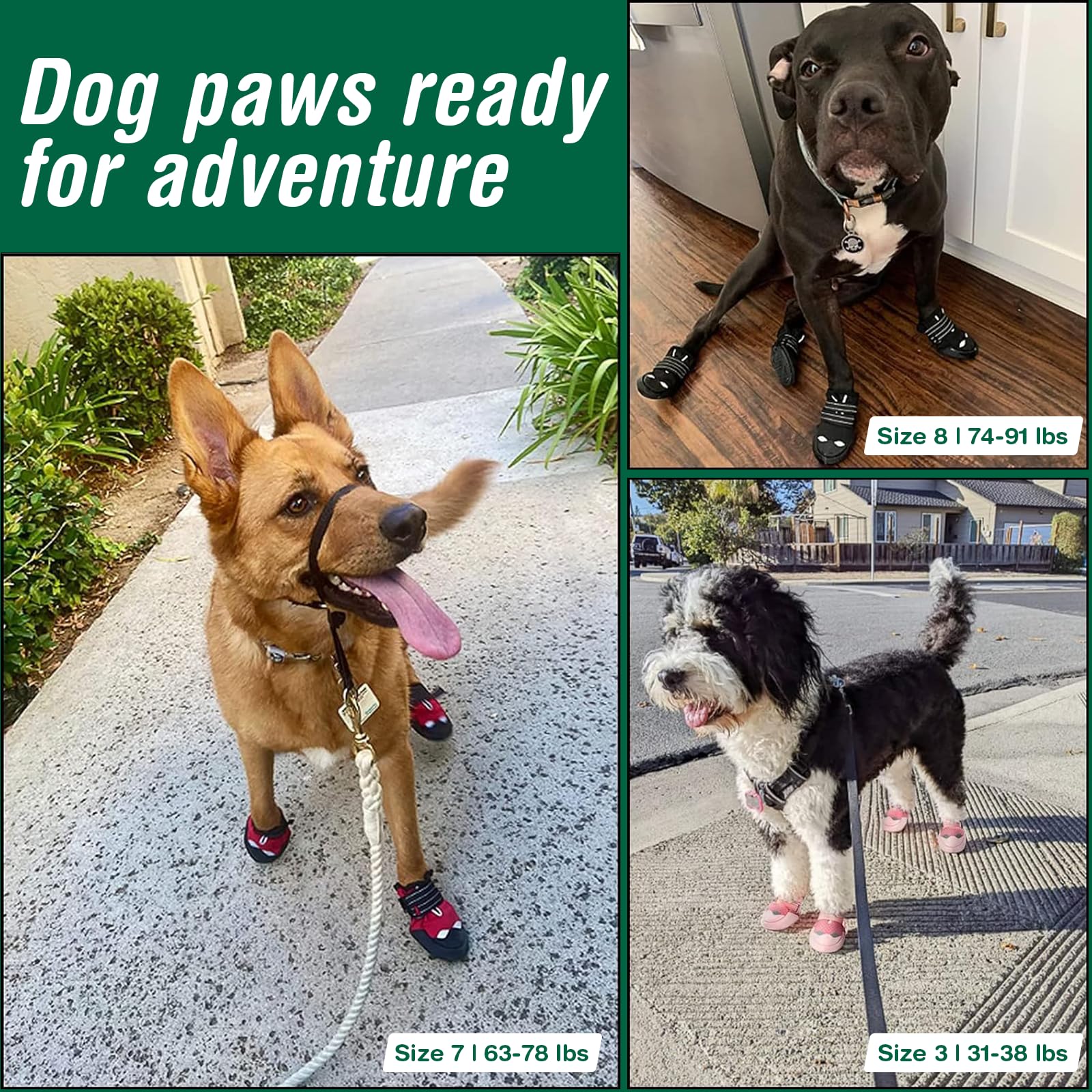 Aokown Dog Shoes For Medium Dogs, Large Waterproof Dog Boots For Winter Snow, Summer Hot Pavement, Dog Booties & Paw Protectors