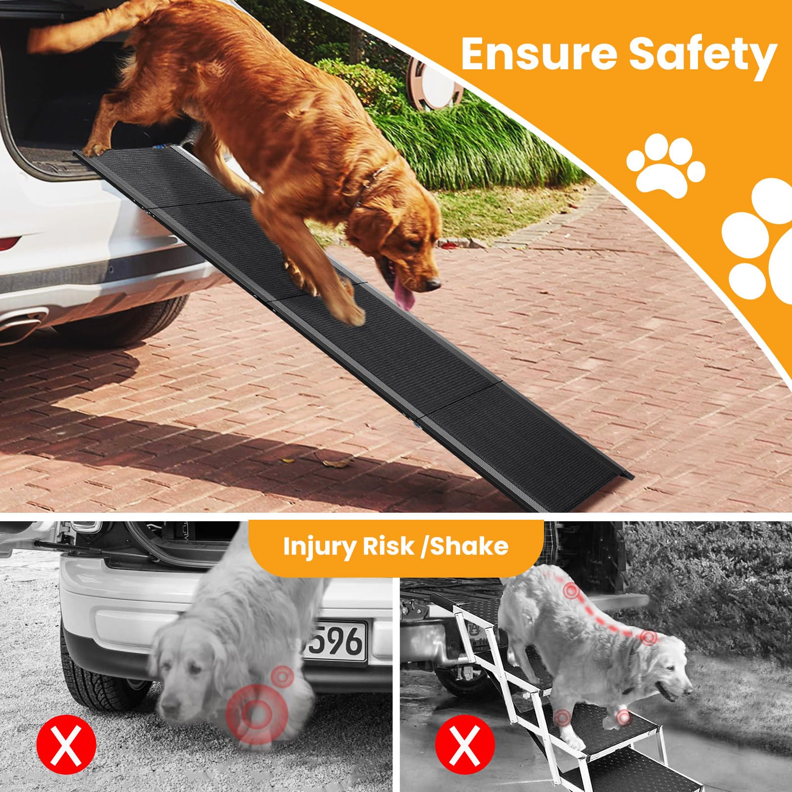 Dog Ramp for Car, 71 ' 'x 17 ' ' Pet Ramp for Large Dogs with Anti-Slip Surface, Extra Long Dog Ramps Up to 250LBS for Truck SUV