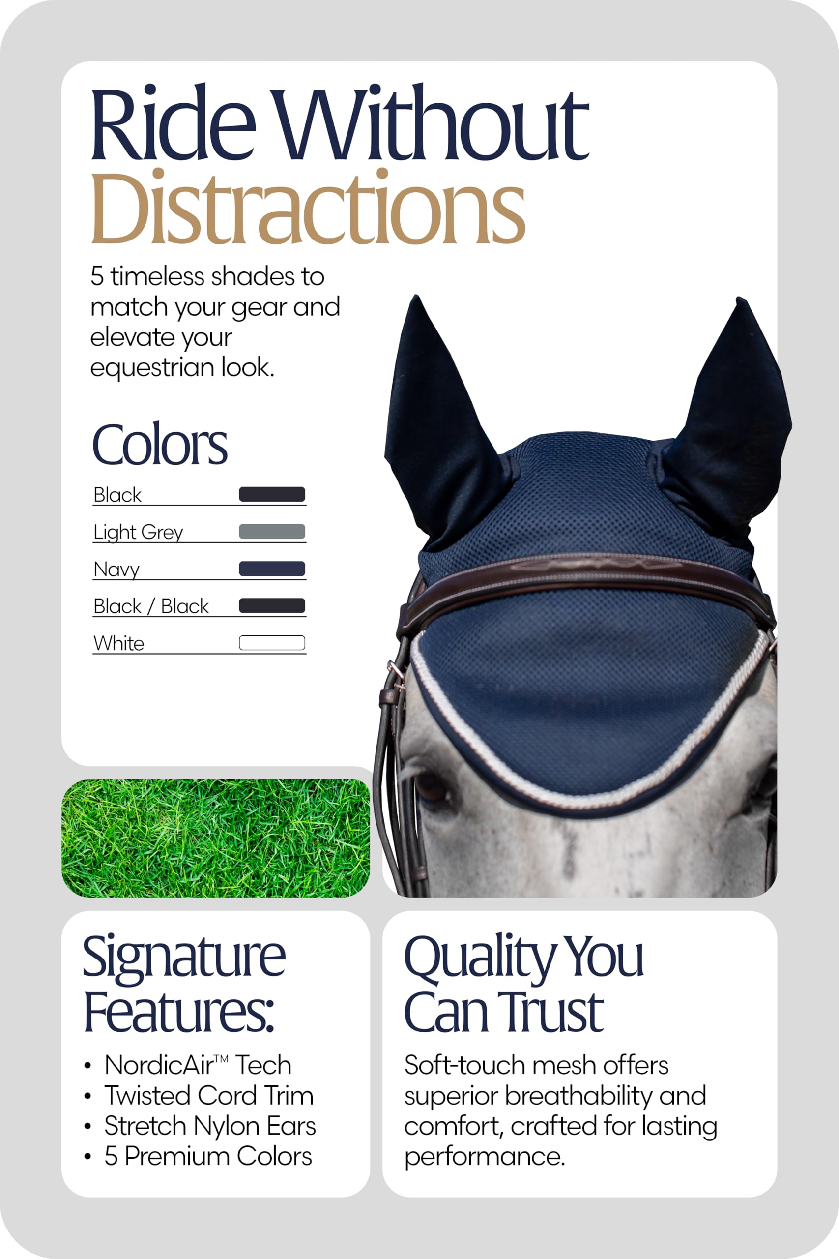 Equinavia Svalbard NordicAir Tech Ear Net - Navy - Horse