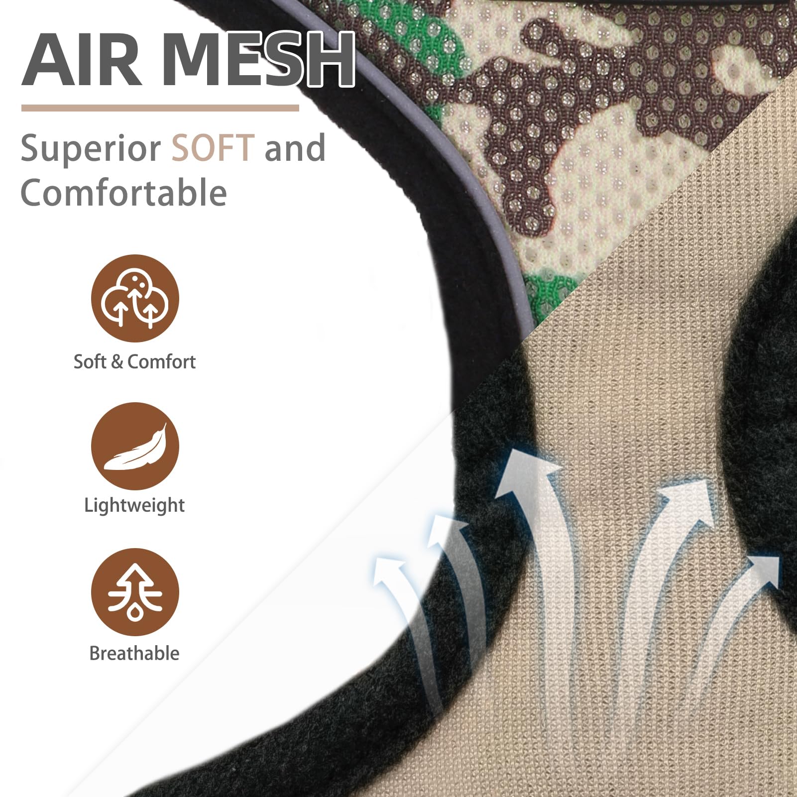 Pupteck Soft Mesh Dog Harness And Leash Set Pet Puppy Cat Comfort Padded Vest No Pull Harnesses, Camouflage, M