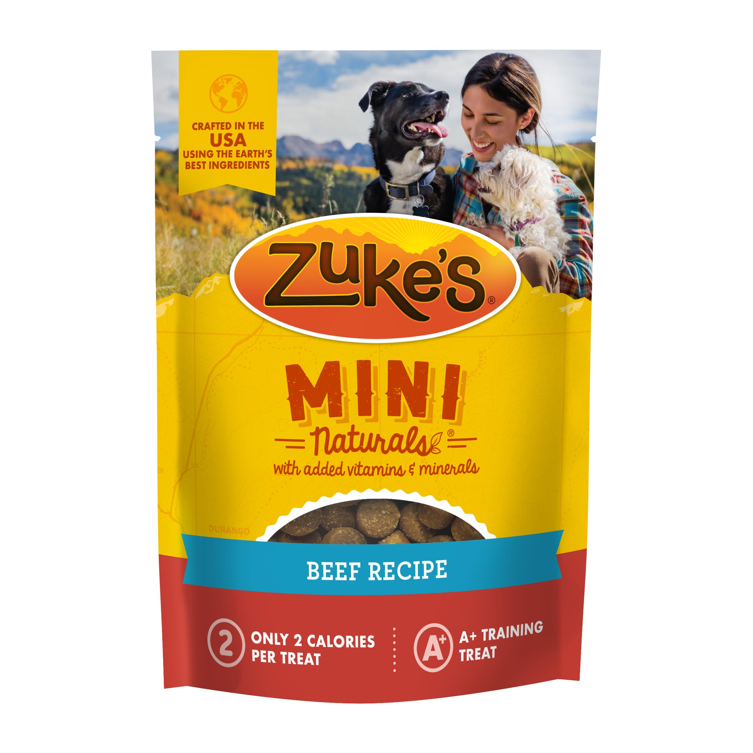 Zukes Mini Naturals Soft And Chewy Dog Treats For Training Pouch, Natural Treat Bites With Beef Recipe - 6 oz. Bag