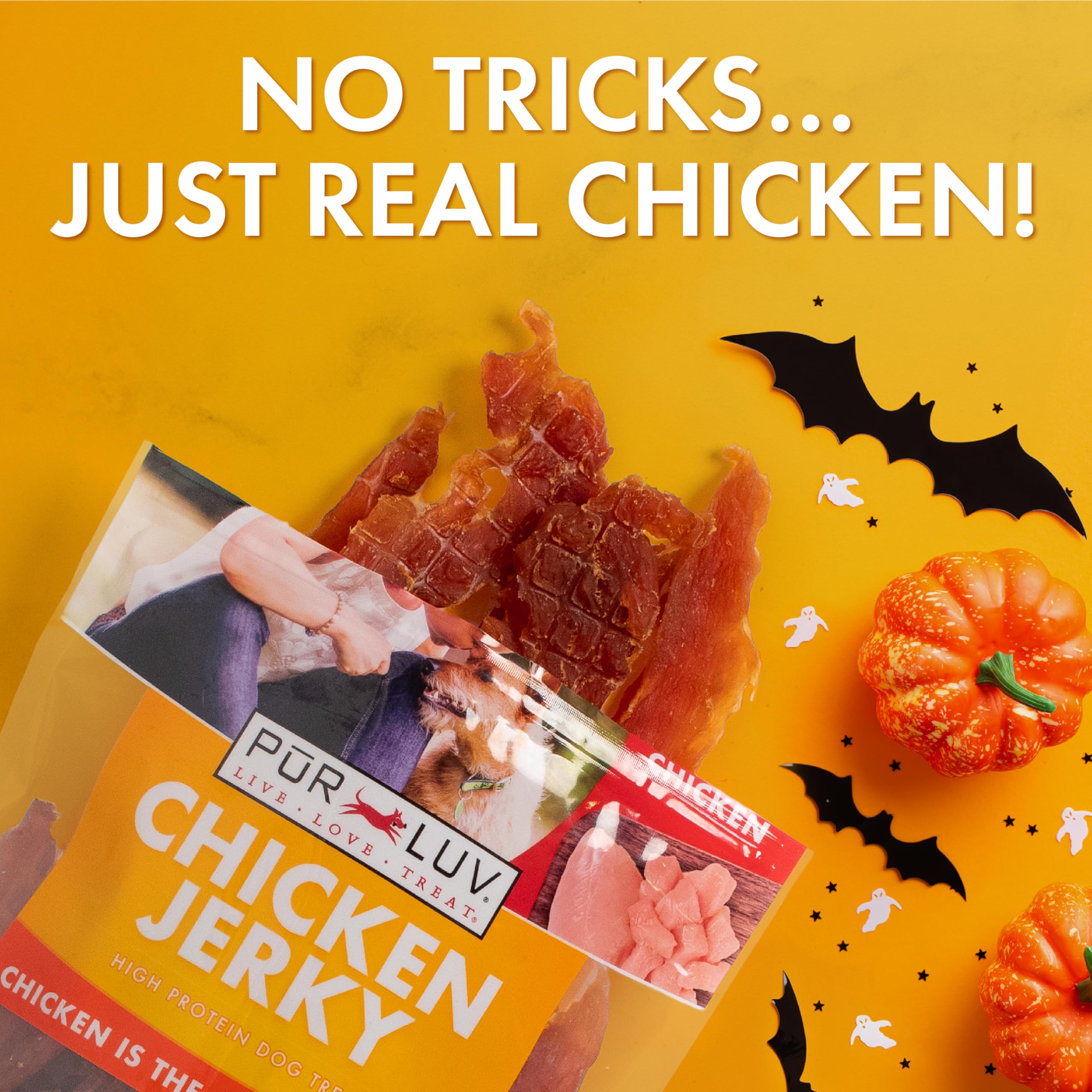 Pur Luv Chicken Jerky Dog Treats, Made with 100% Real Chicken Breast, 16 Ounces, Healthy, Easily Digestible, Long-Lasting, High