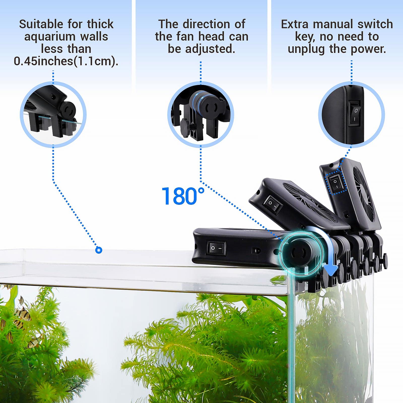 Hygger Aquarium Chillers Fan, Quiet Fish Tank Cooling Fan Equipment With Adjustable Speed Controller, Suitable For Freshwater Sa