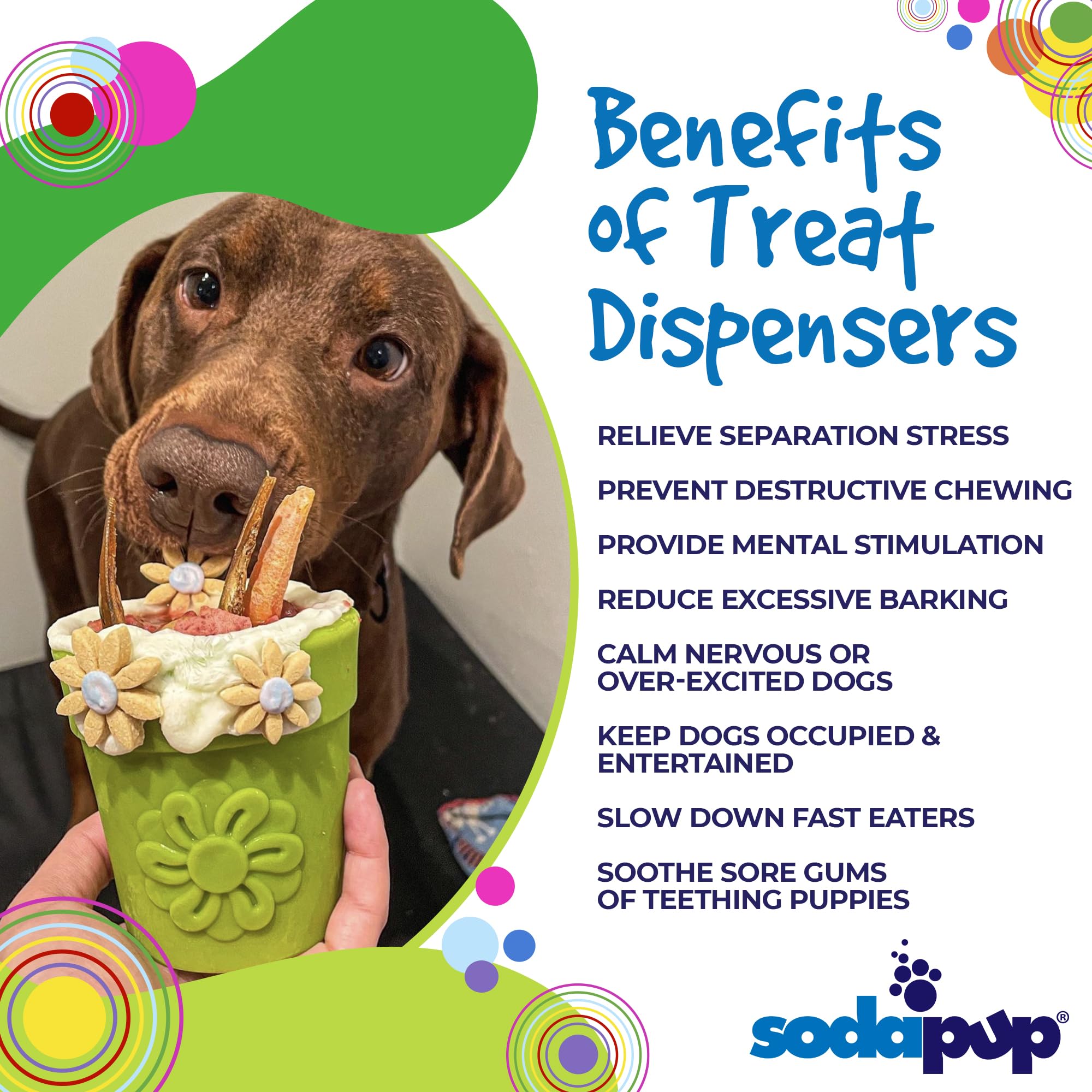 SodaPup Flower Pot - Durable Dog Treat Dispenser & Chew Toy Made in USA from Non-Toxic, Pet Safe, Food Safe Rubber Material for