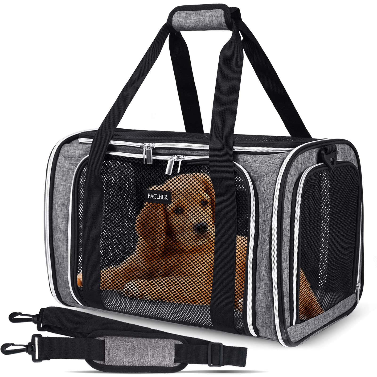 Baglher Pet Travel Carrier, Cat Carriers Dog Carrier For Small Medium Cats Dogs Puppies, Airline Approved Small Dog Carrier Soft