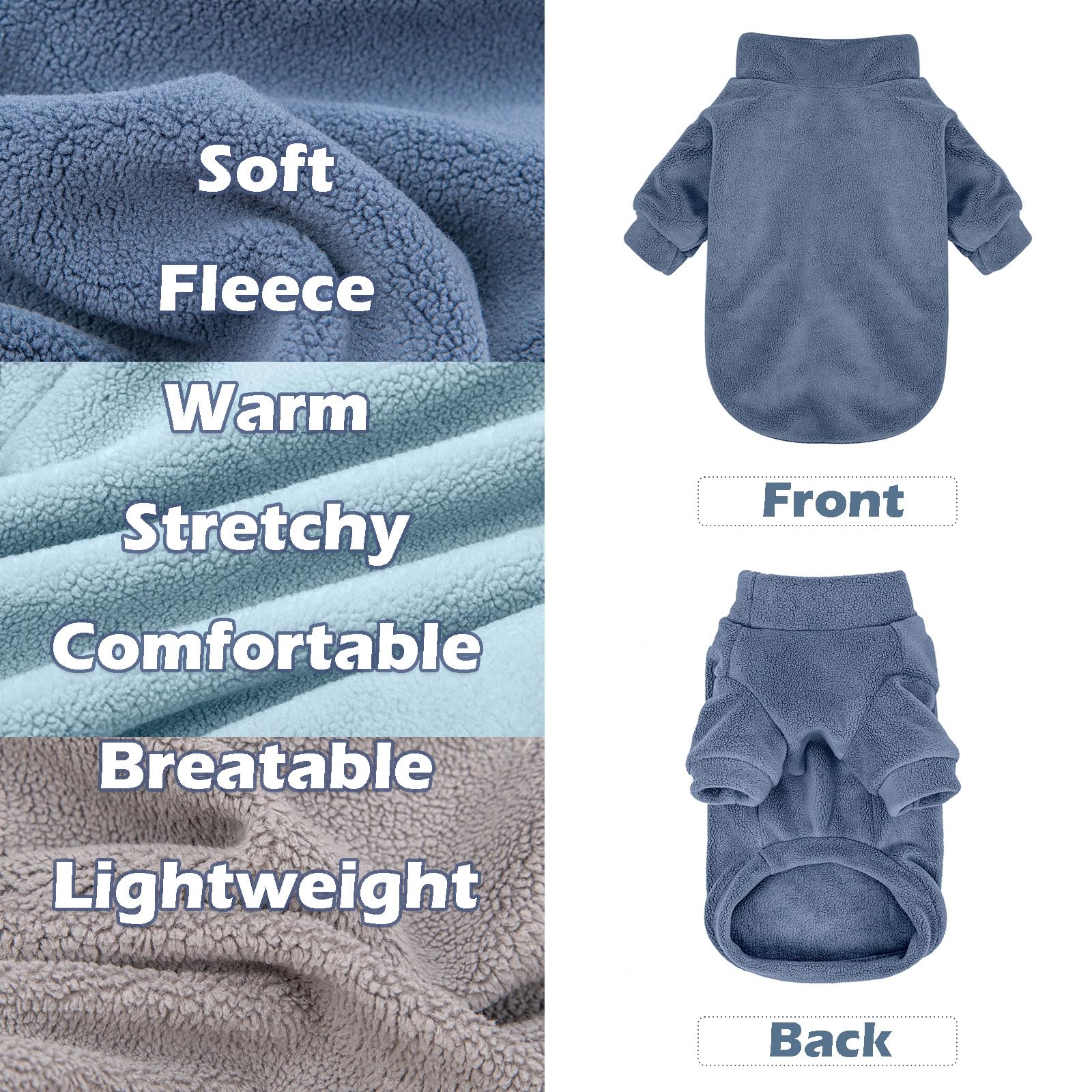 Gyalaperi Dog Sweater, 3 Pack Dog Sweaters For Small Dogs Girl Boy, Ultra Soft Warm Puppy Clothes Dog Coat For Winter (Gray+Azur