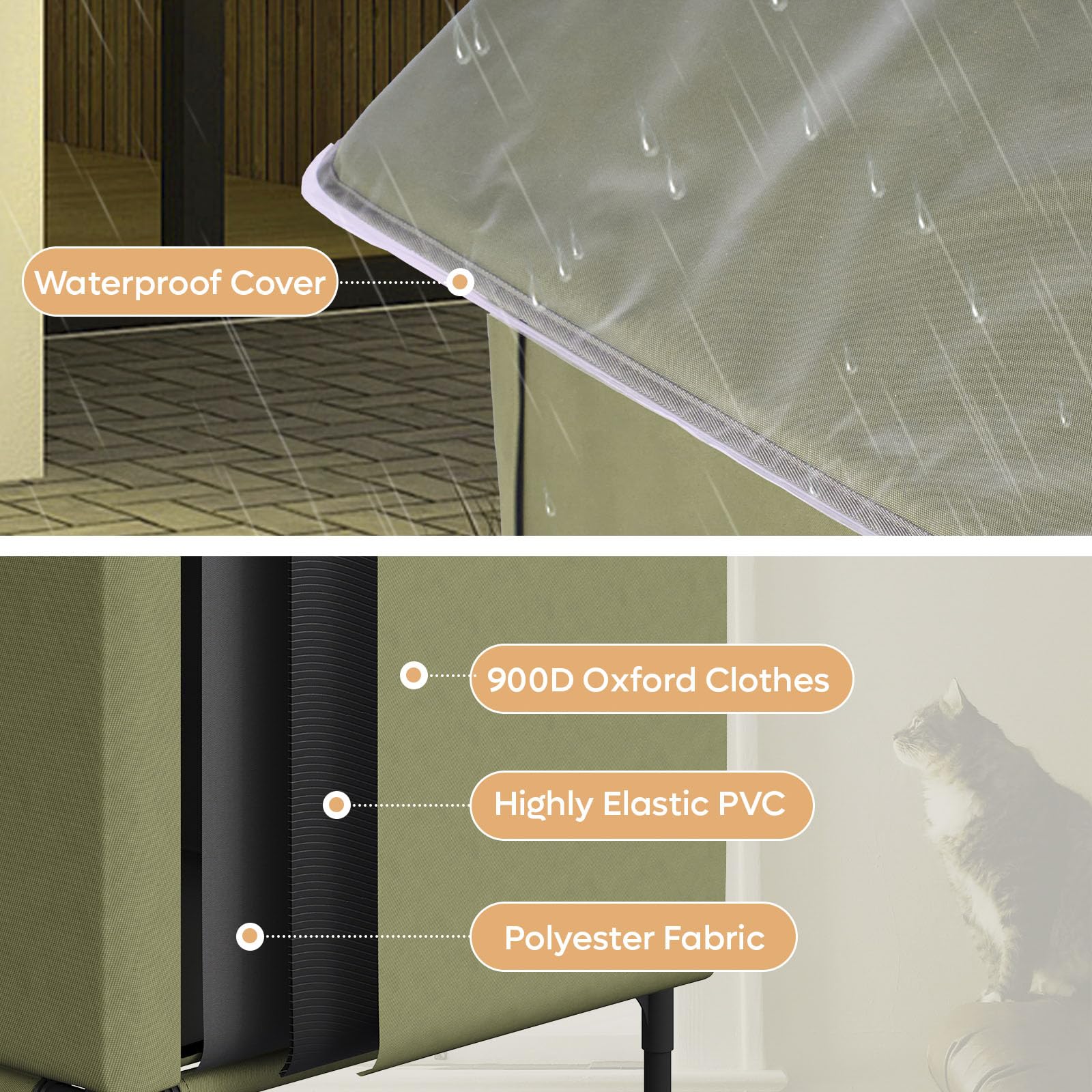 Becuddler Large Cat House For Outdoor Cats Weatherproof, Indestructible Feral Cat House For Outside, Waterproof Elevated Kitty P