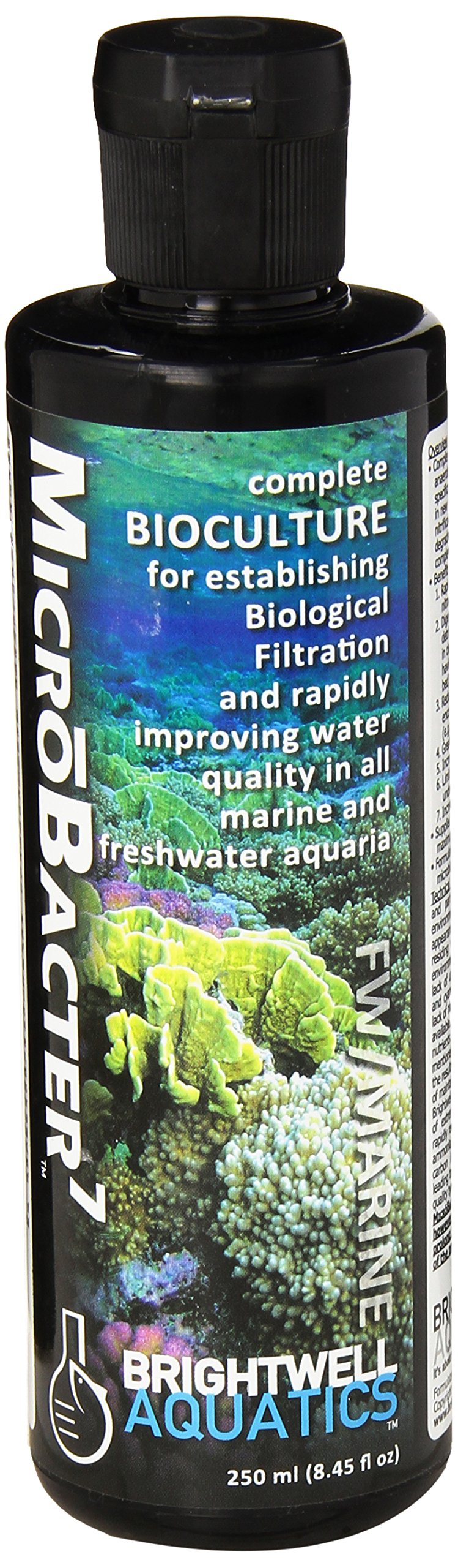 Brightwell Aquatics Microbacter7 - Bacteria & Water Conditioner For Fish Tank Or Aquarium, Populates Biological Filter Media For Saltwater And Freshwater Fish 250Ml