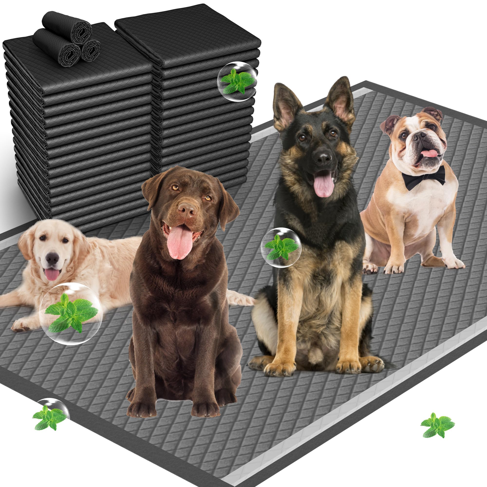 31x47 Activated Charcoal Dog Pee Pads - 50 Count,Extra Large,Super Absorbent, Leakproof, Long-Lasting Odor Control, Ideal for La