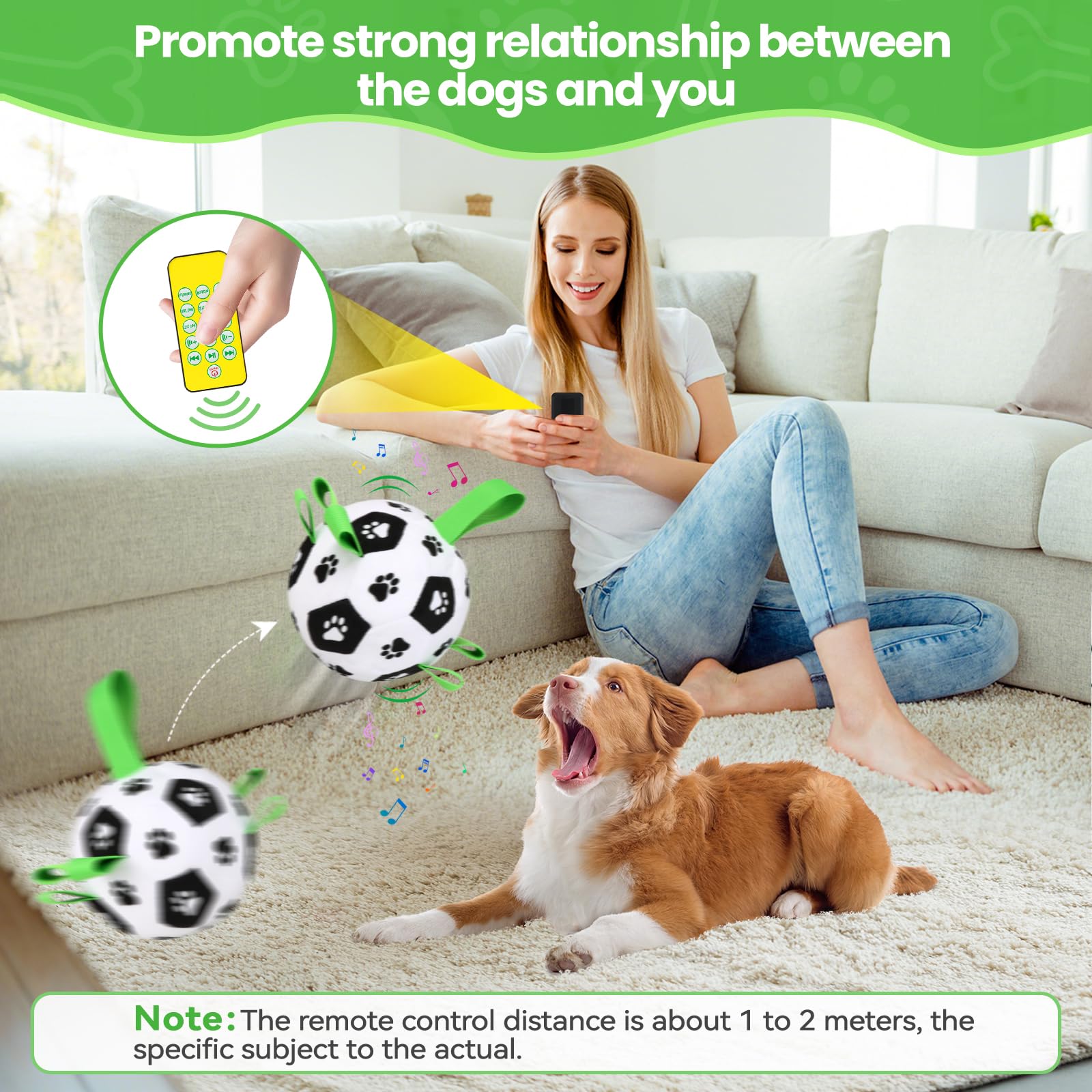 QDAN Interactive Dog Toys Balls: Automatic Rolling Dog Toys to Keep Them Busy, Remote Control, Rechargeable Pet Enrichment Toy f