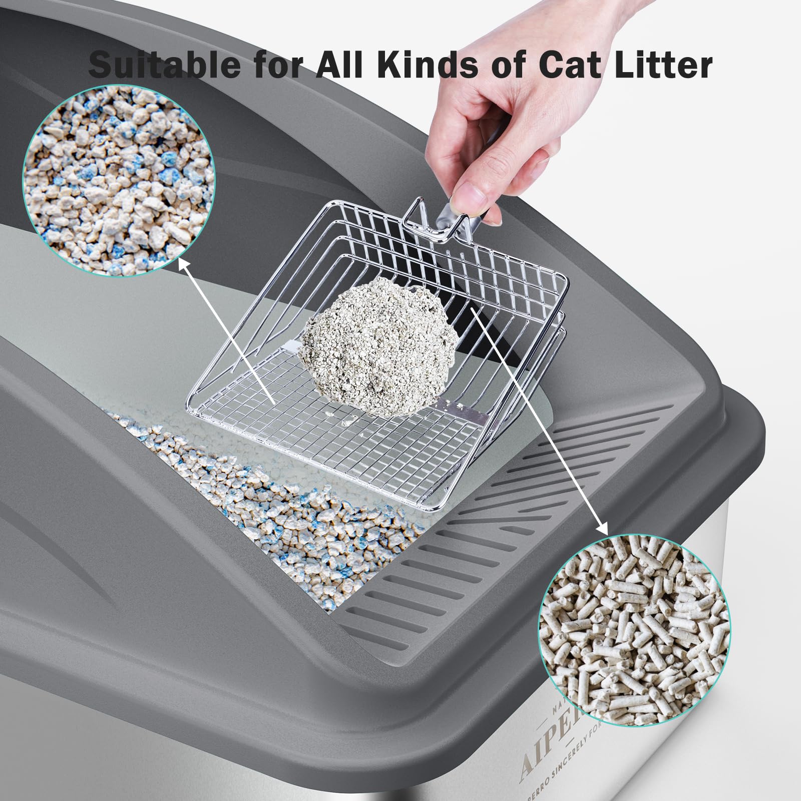 Stainless Steel Cat Litter Box With Lid | Xl Extra Large Litter Box For Big Cats | Metal Litter Boxs High Sided | Enclosed Anti-