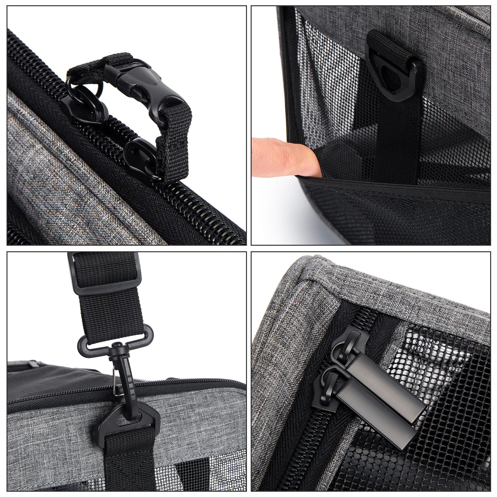 Wakytu Pet Carrier For Small Cats Dogs, Dog Carrier Travel Bag With Adequate Ventilation, 5 Mesh Windows, 3 Entrance, Locking Sa