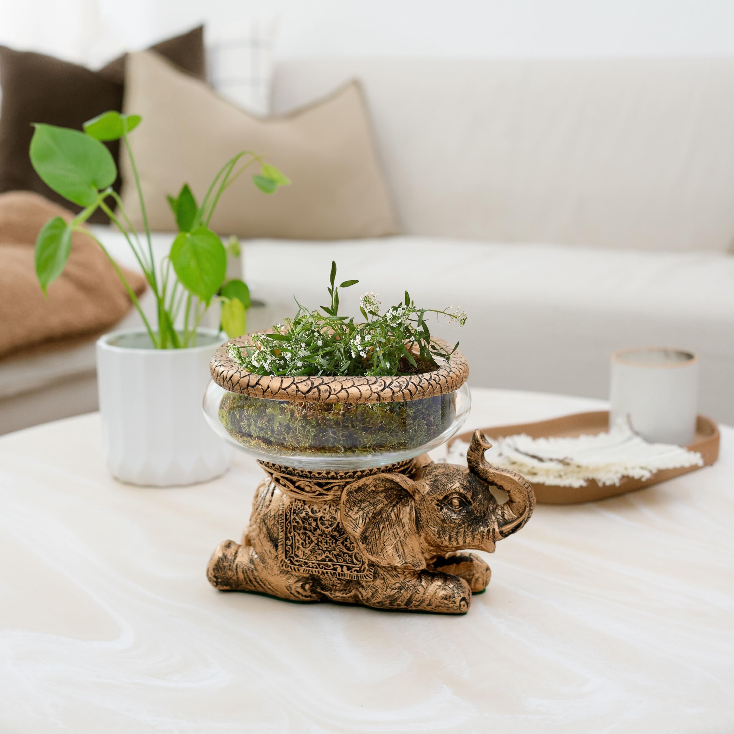 New Mystical Mermaid Decorative Gold Antiqued Glass Fish Bowl Tabletop Aquarium Or Terrarium Or Candle Holder, New 1 Gallon Size