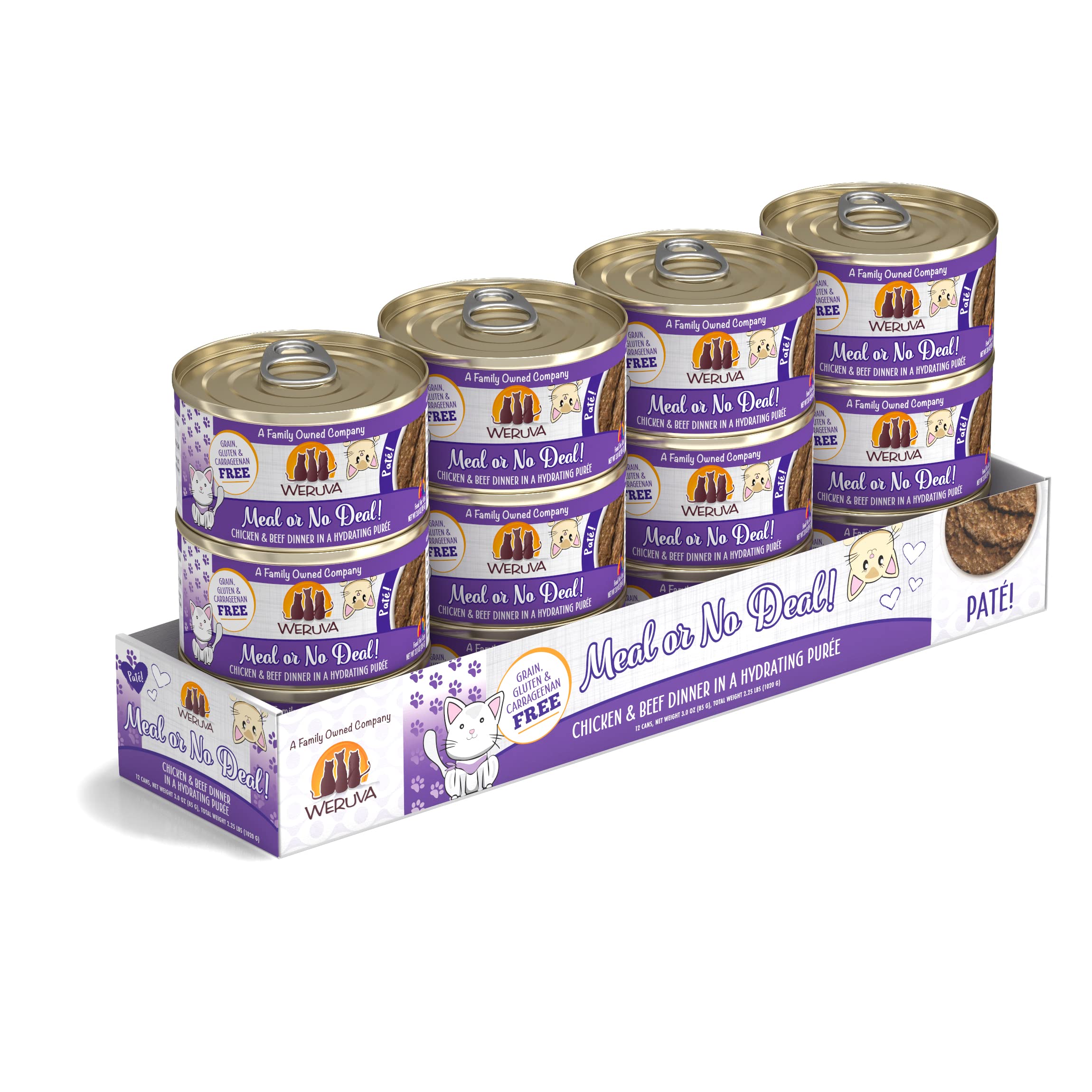 Weruva Classic Cat Pat  , Meal or No Deal! with Chicken & Beef, 3oz Can (Pack of 12)
