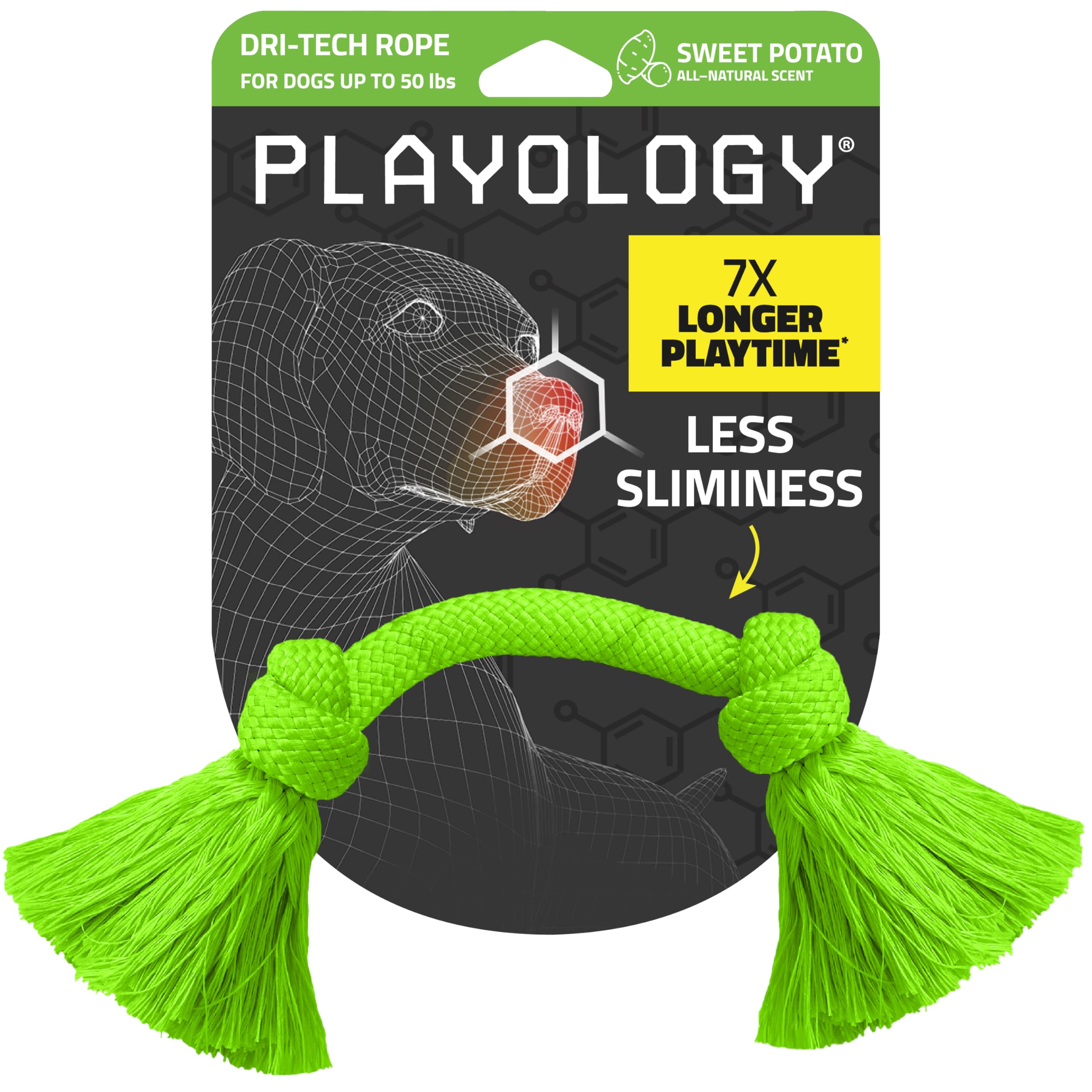 Playology Dog Toys | Dri-Tech Rope Toy Tug of War Rope for Aggressive Chewers | Medium Sweet Potato Scented Toy - Easy to Clean 
