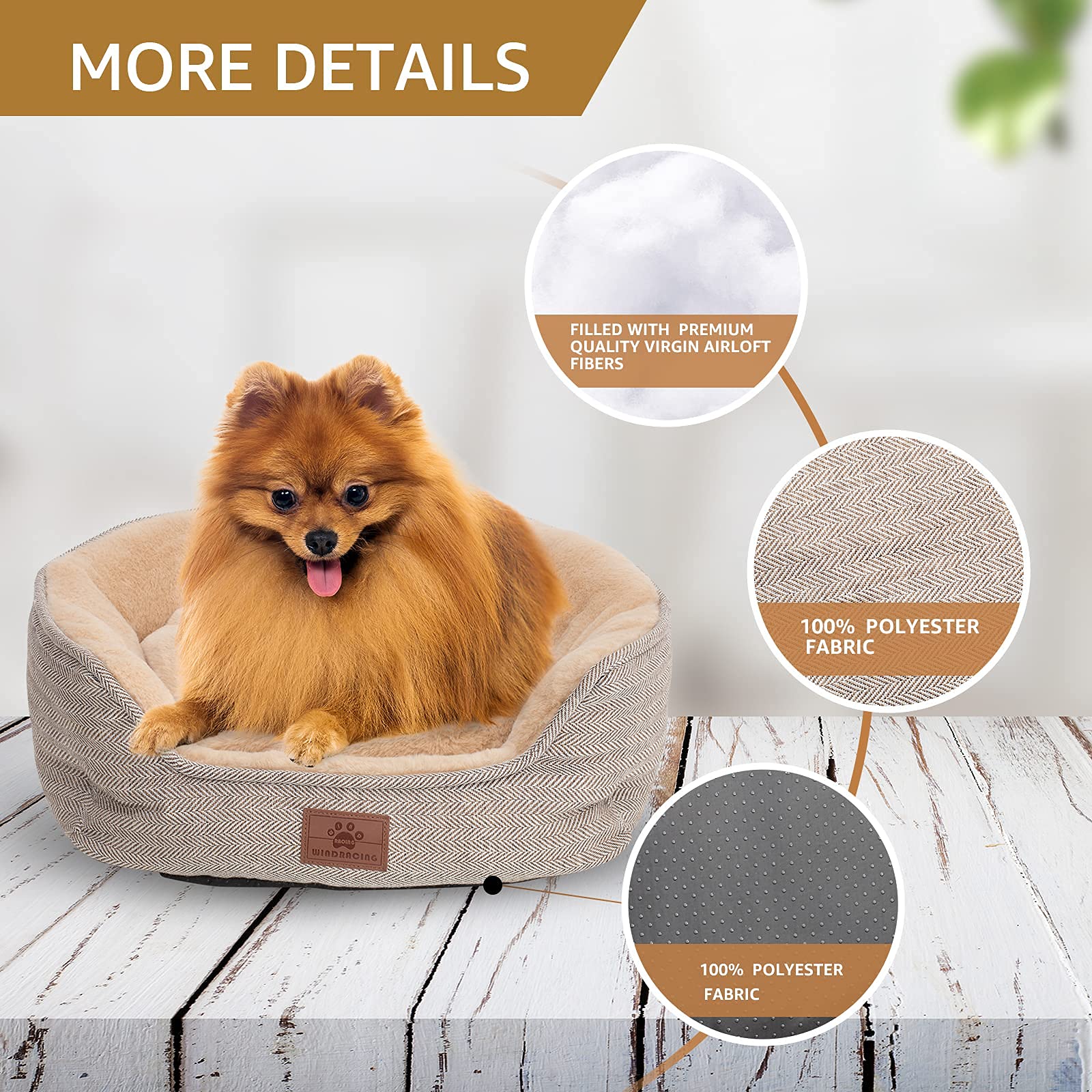 Windracing Medium Size Cat And Dog Beds, Fur Material, Removable Inner Pillow, Non-Skid And Waterproof Bottom, Superior Comfort, Washable