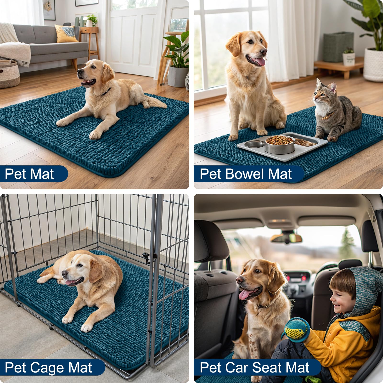 Smiry Dog Bed Mat 36X24, Ultra Soft Non-Slip Washable Quick Dry Chenille Dog Sleeping Mattress For Large Jumbo Medium Small Dogs
