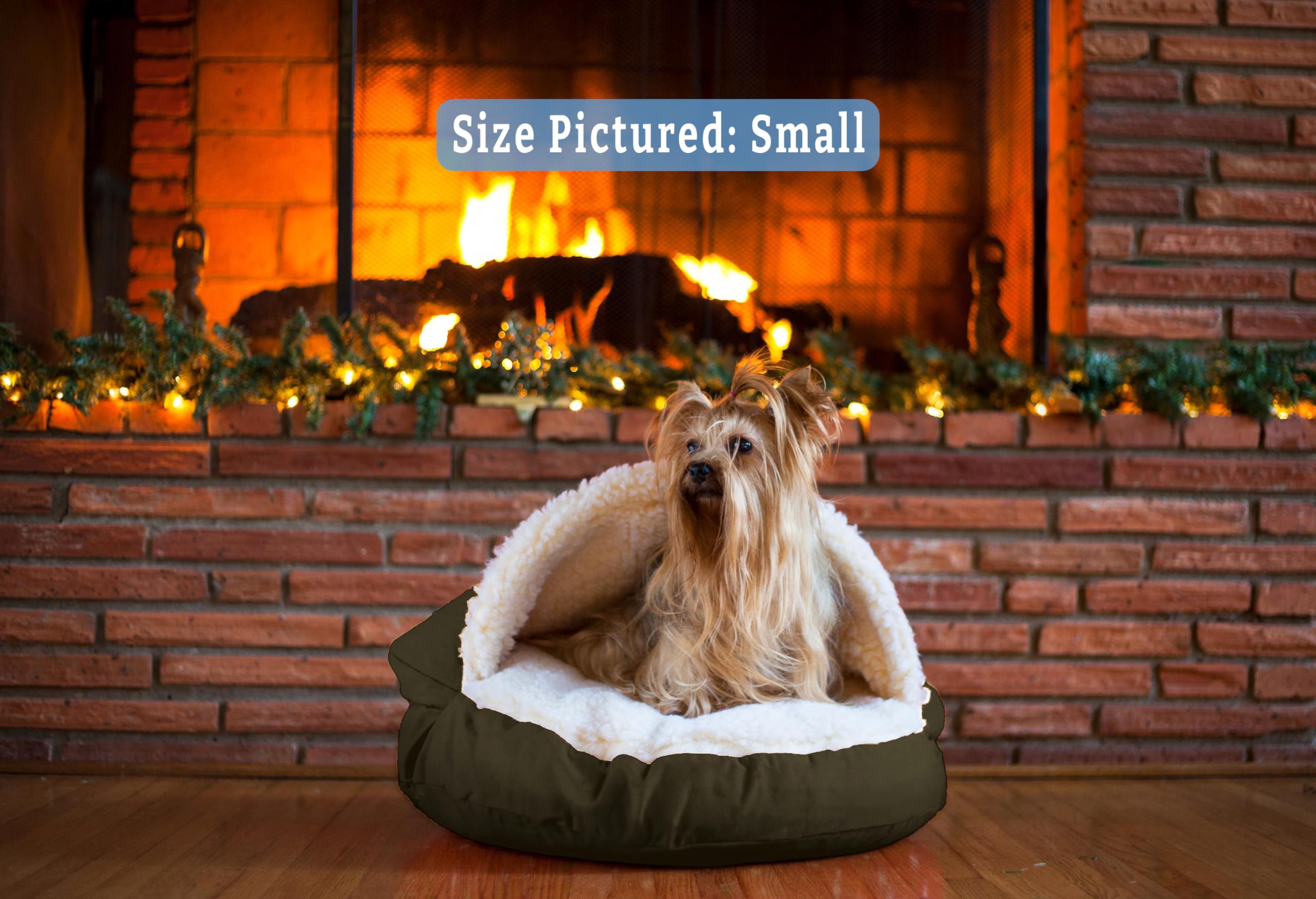 Snoozer Cozy Cave Pet Bed, Small 25"x25"x8", Olive, Polyester, Model 870-CC