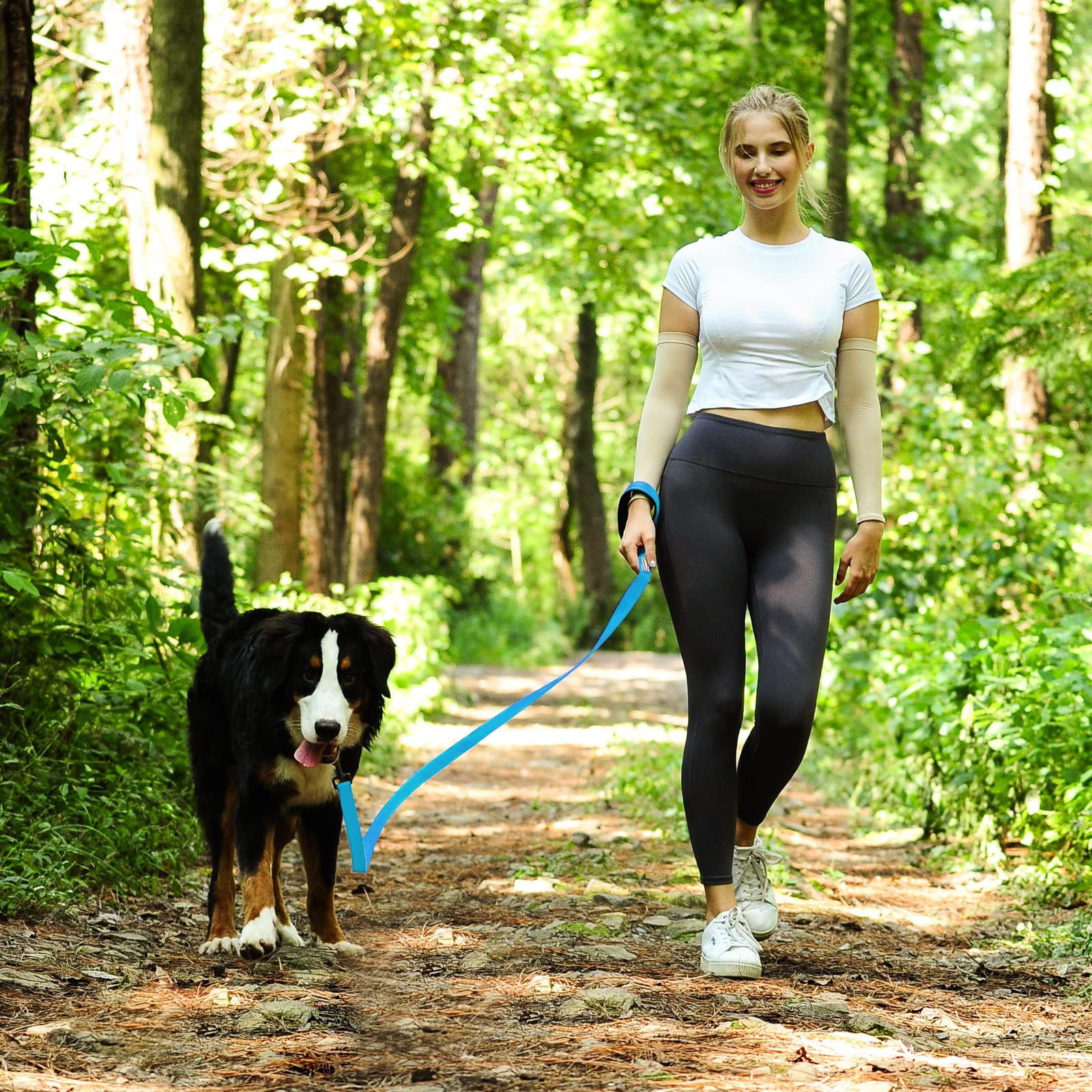 VIVAGLORY Dog Leash - 5ft Heavy Duty Nylon Training Leash with Padded Handle, Reflective Safety, Lake Blue for Medium & Large Dogs