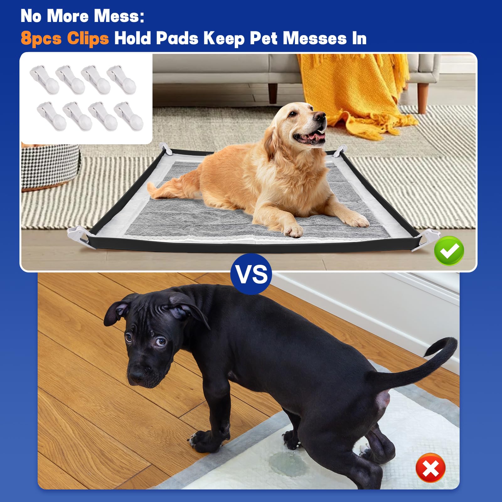 Letesult Dog Pee Pad Holder, Puppy Pad Holder Tray For 24'' X 24'' Training Pads, 15Pcs Dog Potty Tray Set Include High Edge Sil