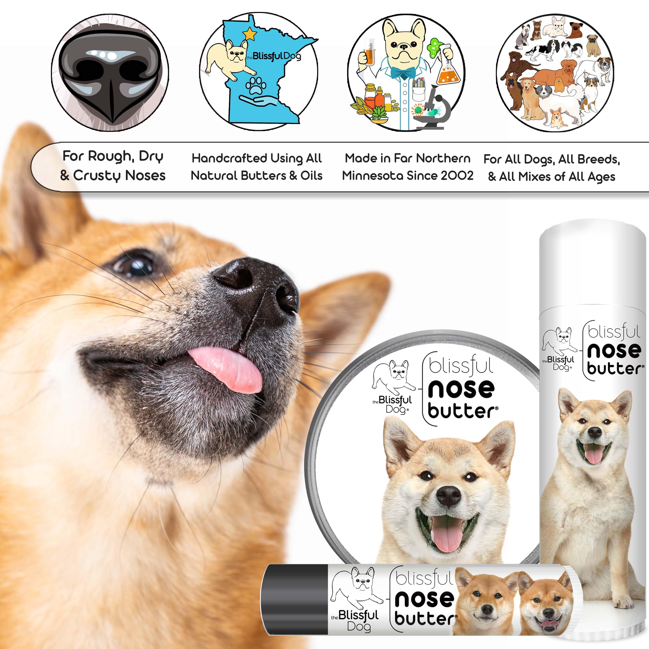 The Blissful Dog Shiba Inu Unscented Nose Butter - Dog Nose Butter, 8 Ounce