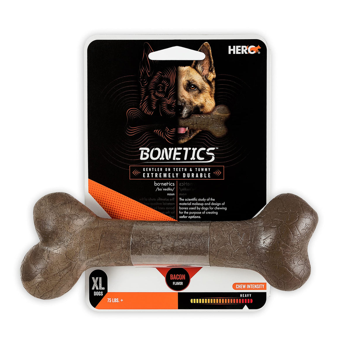 Hero | Bonetics Femur Bone | Dog Bones | Puppy Bones | Designed For Extra Large Dogs Up To 75 Lbs (Bacon Flavor)