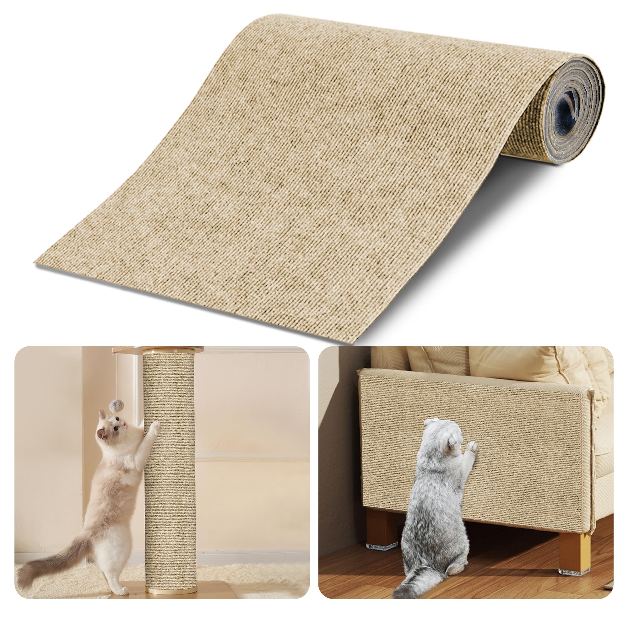 Cat Scratch Protector 2Pack,39.3''X15.7'' Cat Scratch Mat Self-Adhesive Carpet Mat Trimmable,Cat Wall Shelves Diy Cat Pad Furnit