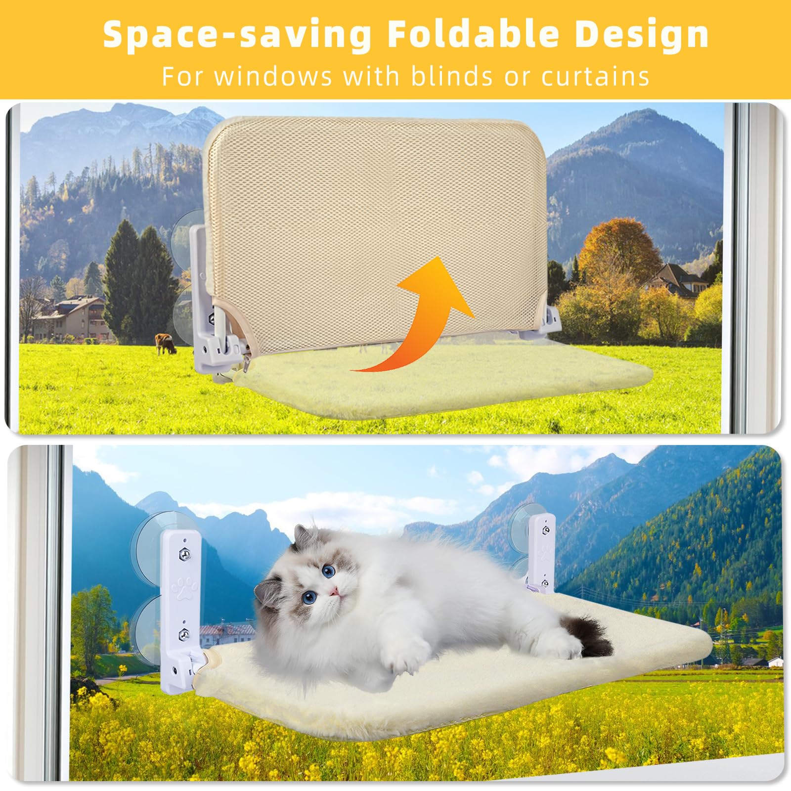 Cat Window Perch,Foldable Cat Window Hammock Sunbathing And Climbing Cats Hammock For Window Bed Bearing 40 Pounds Window Perch