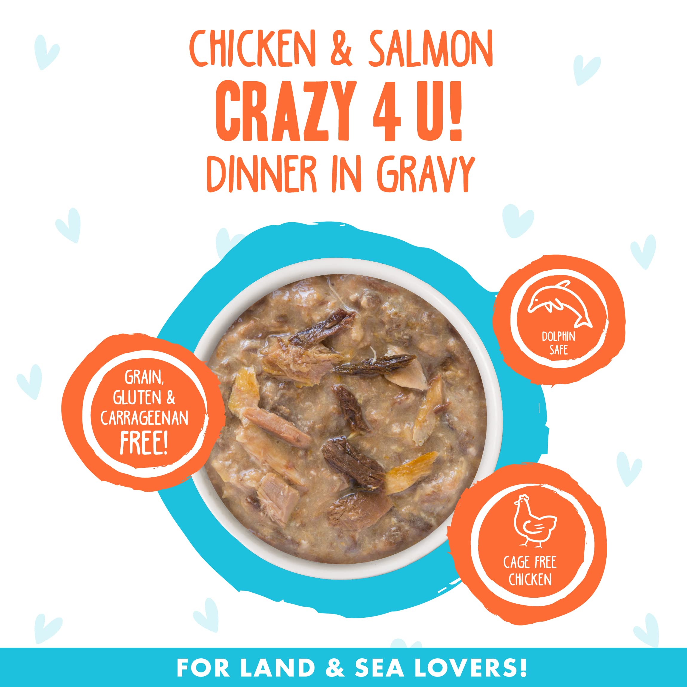 Weruva B.F.F. OMG - Best Feline Friend Oh My Gravy! Grain-Free Wet Cat Food Cans, Crazy 4 U! Chicken & Salmon, 5.5-Ounce Can (Pa