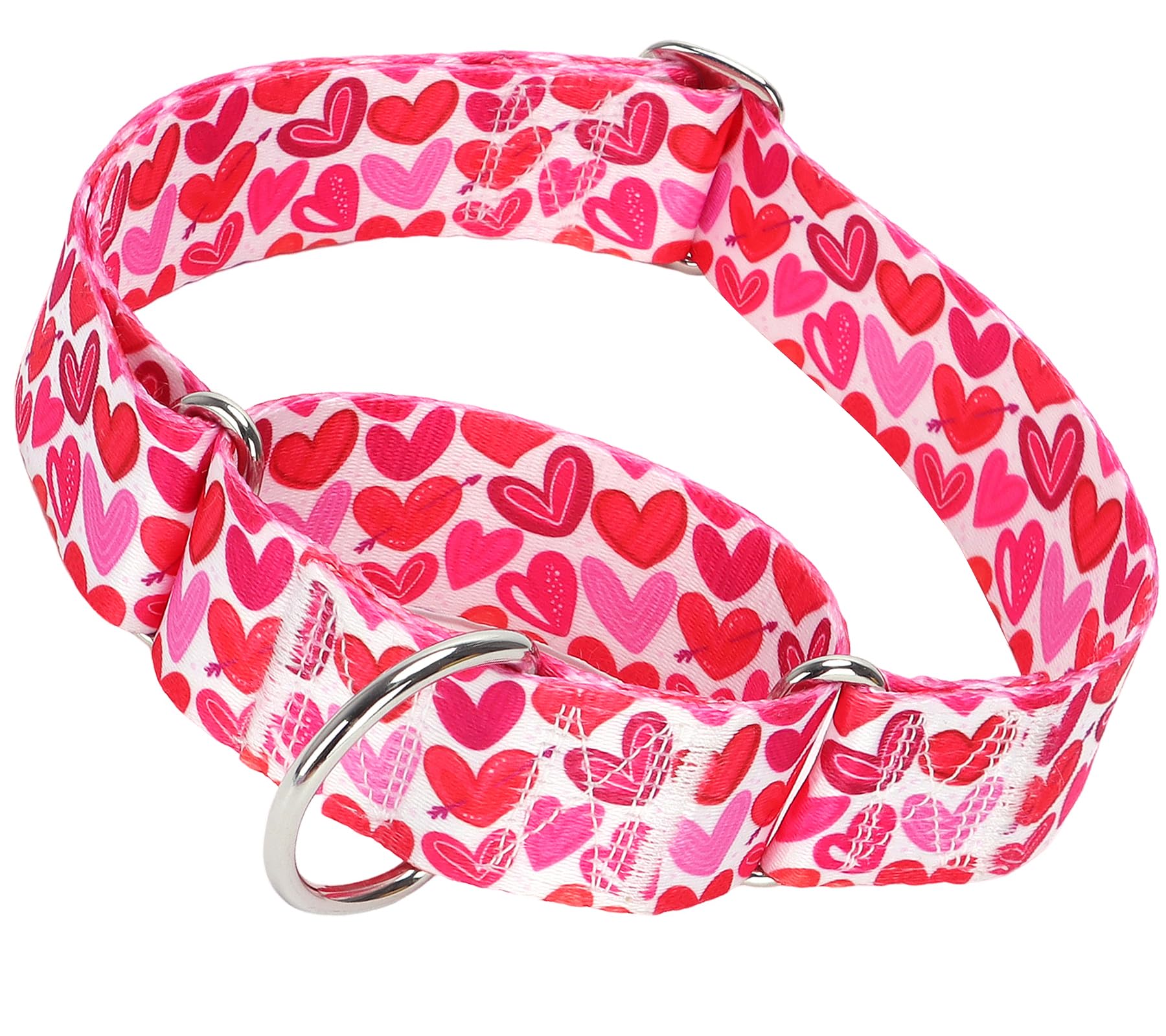 1.5 Inch Wide Martingale Dog Collar,Valentine'S Day Dog Collar Cute Loving Heart Printed Collar For Medium Large Extra Large Dog