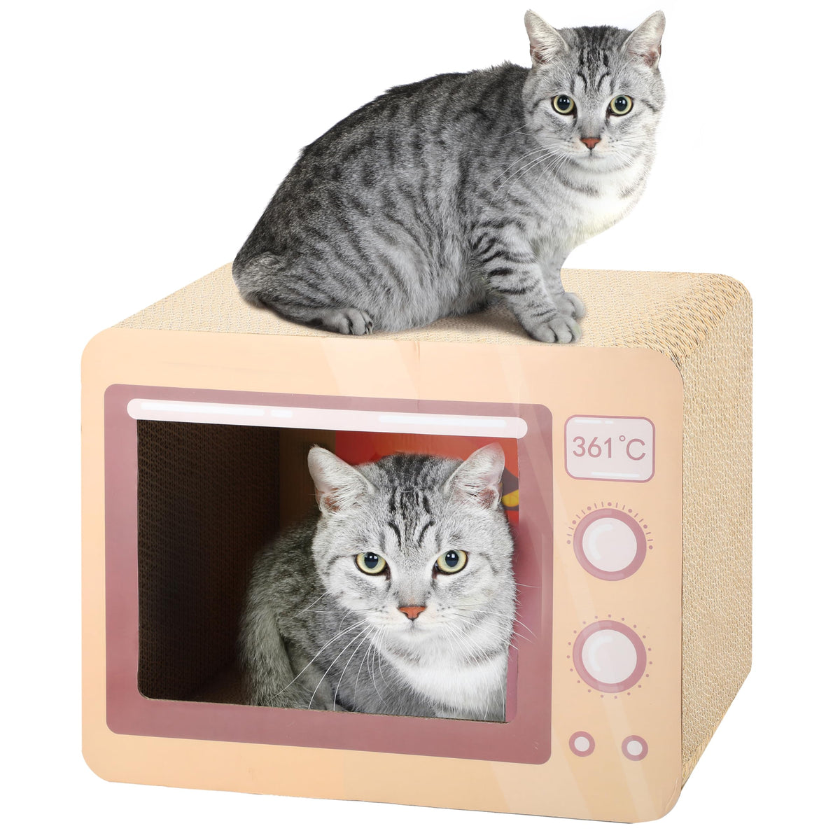 Fluffydream Oven Cat Scratcher Board - Durable Lounge Bed For Cats - Indoor Scratch Pad & Play House - Corrugated Toy For Cat Bi
