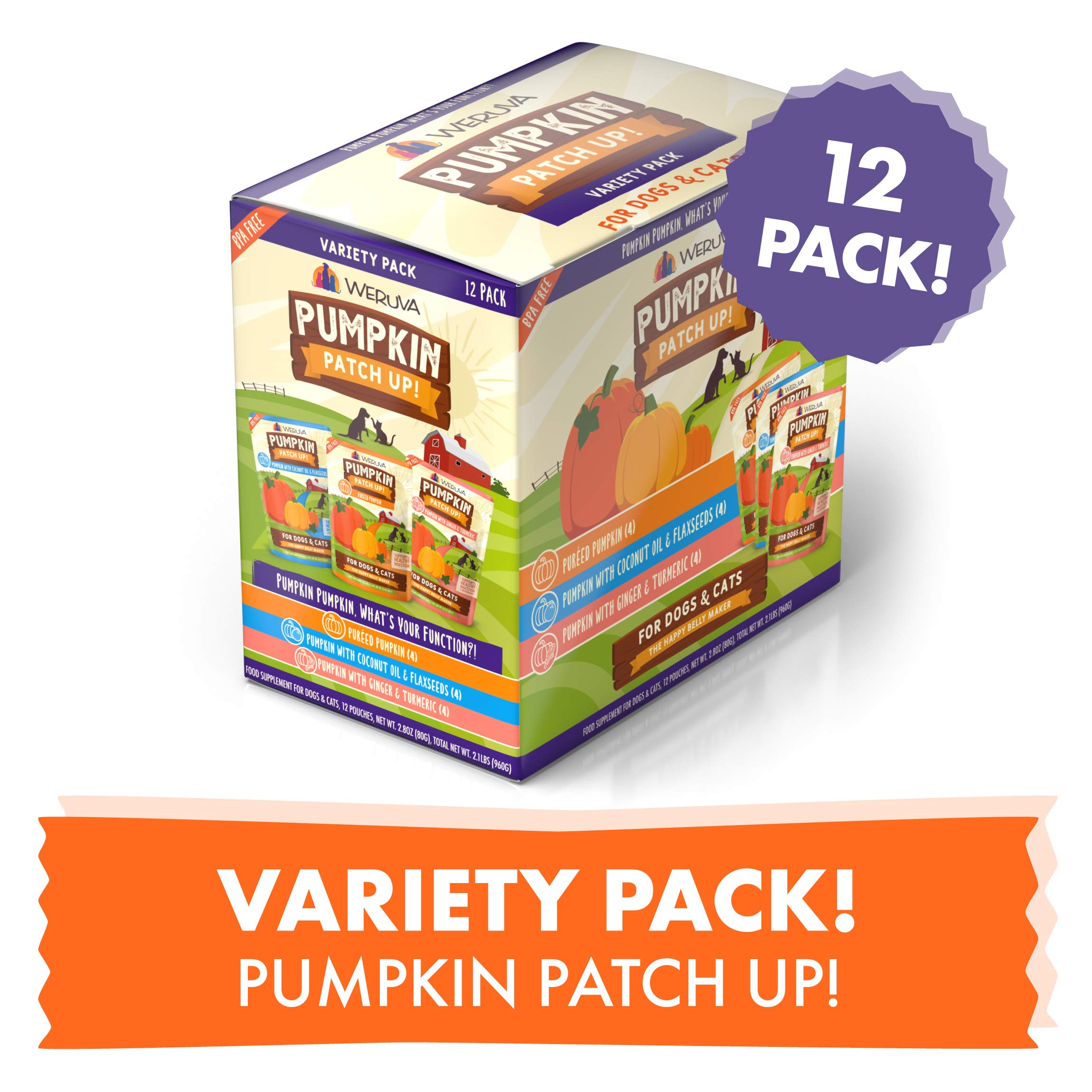 Weruva Pumpkin Patch Up! Pumpkin Pumpkin, Whats Your Function? Variety Pack for Dogs & Cats, 2.8oz Pouch (Pack of 12)
