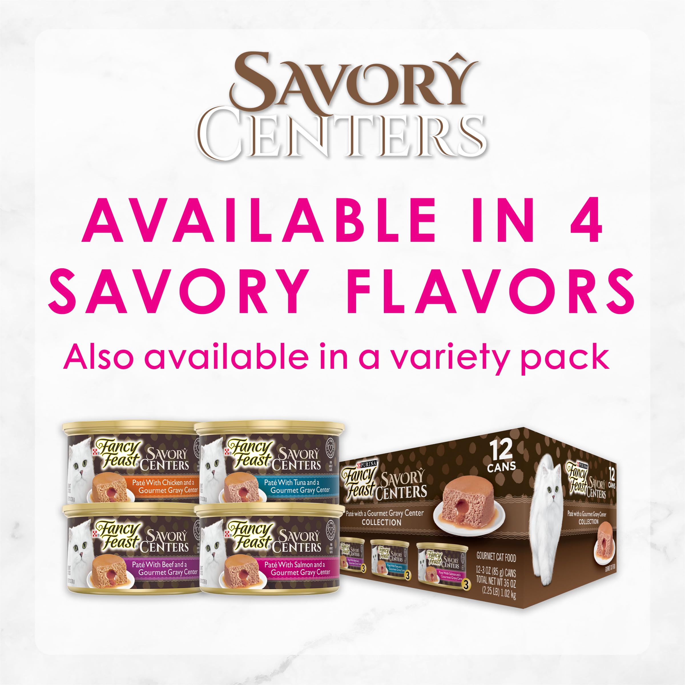 Purina Fancy Feast Savory Centers Salmon Pate Adult Wet Cat Food with a Gravy Center - (Pack of 24) 3 Oz. Cans