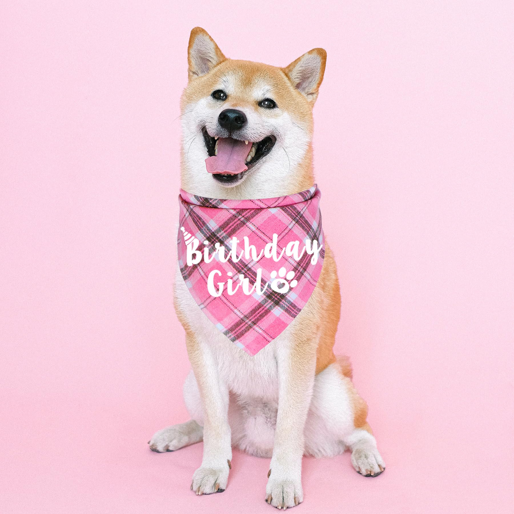 Jotfa Dog Birthday Bandana, Multi Sizes Birthday Bandana For Dogs Dog Birthday Girl Bandana For Medium Large Dogs Pets (Pink, La