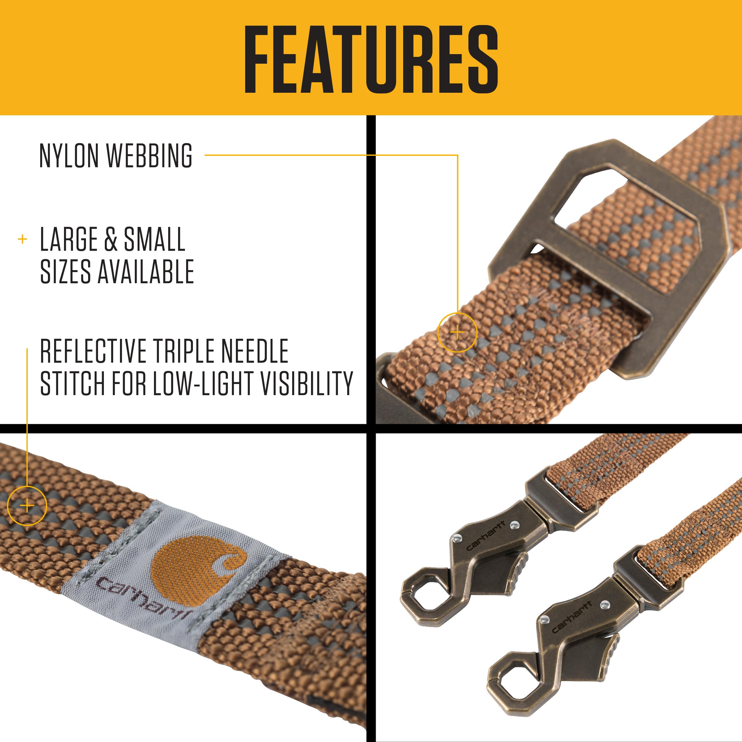 Carhartt Pet Durable Nylon Webbing Leashes for Dogs, Reflective Stitching for Visibility, Shaded Bruce (Nylon Webbing), Large