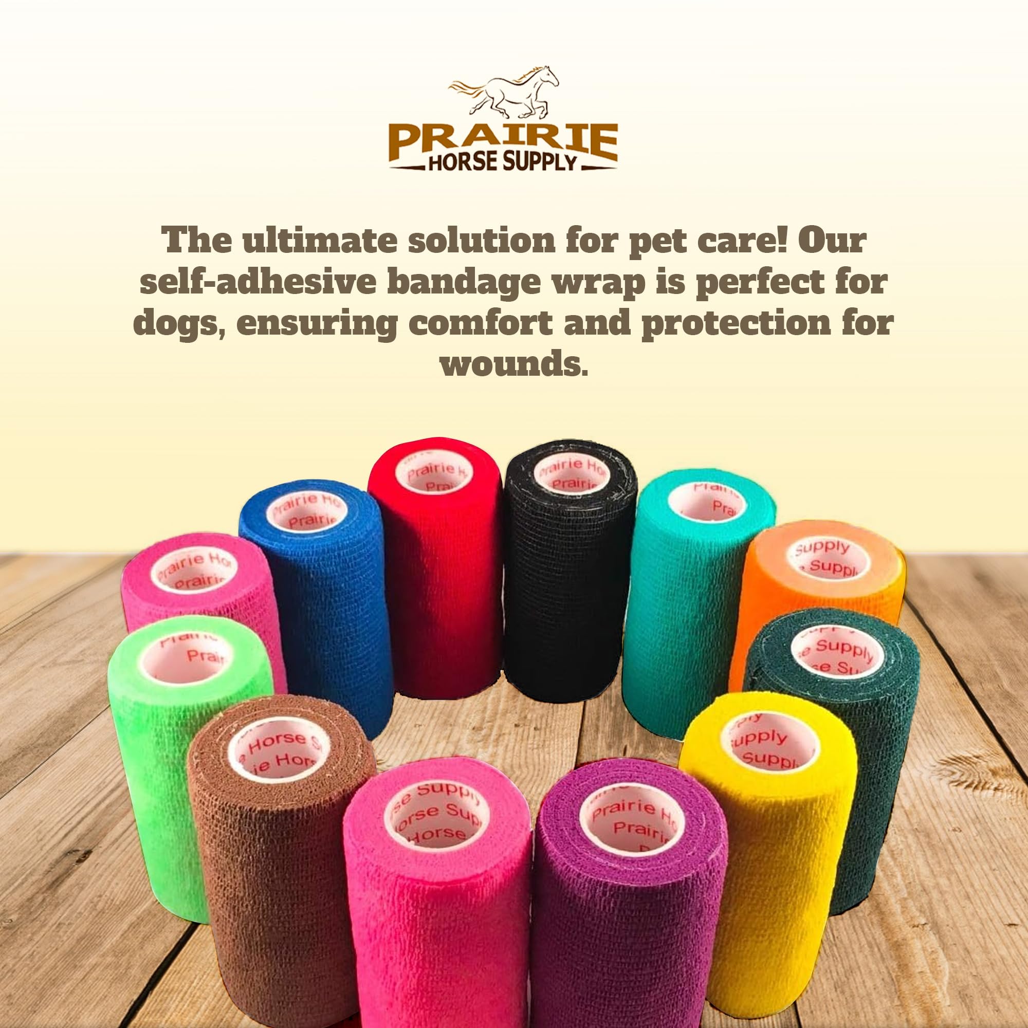 Prairie Horse Supply 24 Rolls Black Self Adhesive Bandage Wrap 4 Inch Elastic Cohesive Vet Tape for First Aid, Medical, Sport &