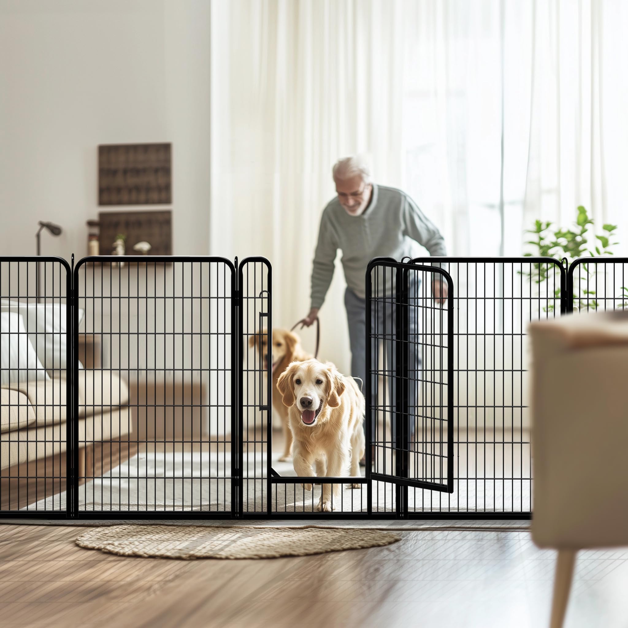Yaheetech Dog Playpen Outdoor 47 Inch 8 Panels Indoor Dog Fence Metal Dog Pen Heavy Duty Pet Exercise Pen For Rv/Camping/Garden