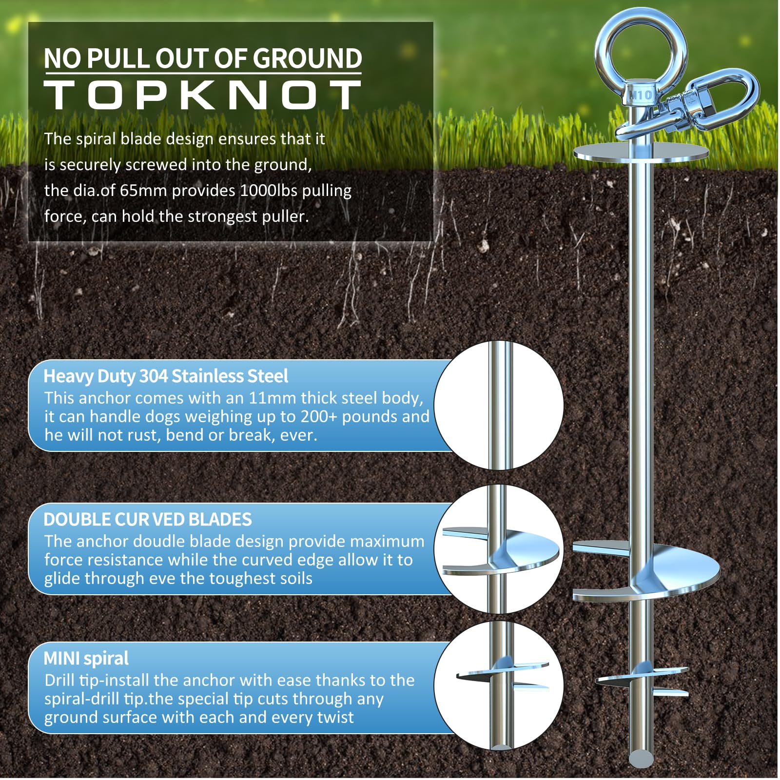 Dog Tie Out Cable And Stake,45Ft Heavy Duty Cable,360Swivel Dog Run- No Tangle,Runner For Yard- Up To 150Lbs,Ideal For Outdoor C