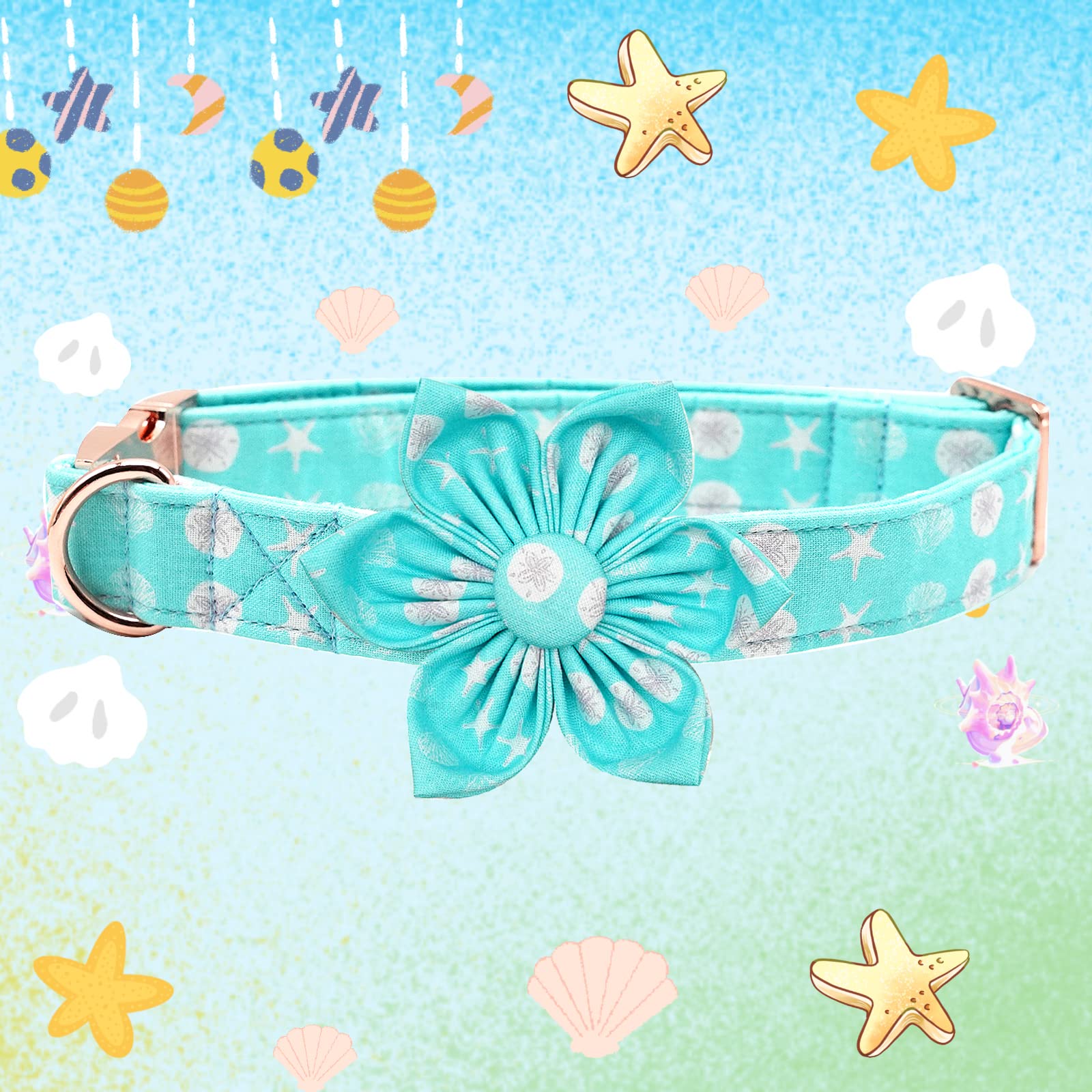 Elegant Little Tail Girl Dog Collar with Flower - Summer Collar for Small, Medium & Large Dogs