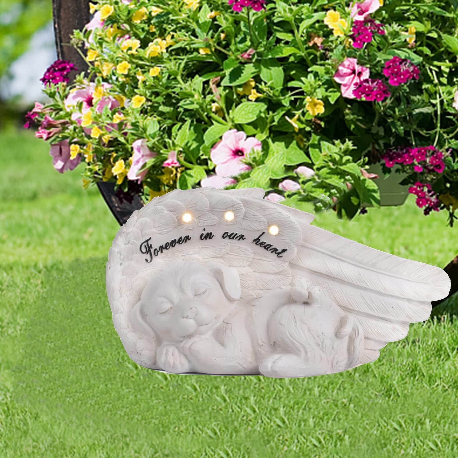Newdream:Solar Dog Pet Memorial Statue,Pet Loss Gifts, The Angel Dog Statue Commemorates,Pet Loss Sympathy Remembrancecat With Solar Light Outdoor Dog Memorial Gifts, Dog Angel Wings