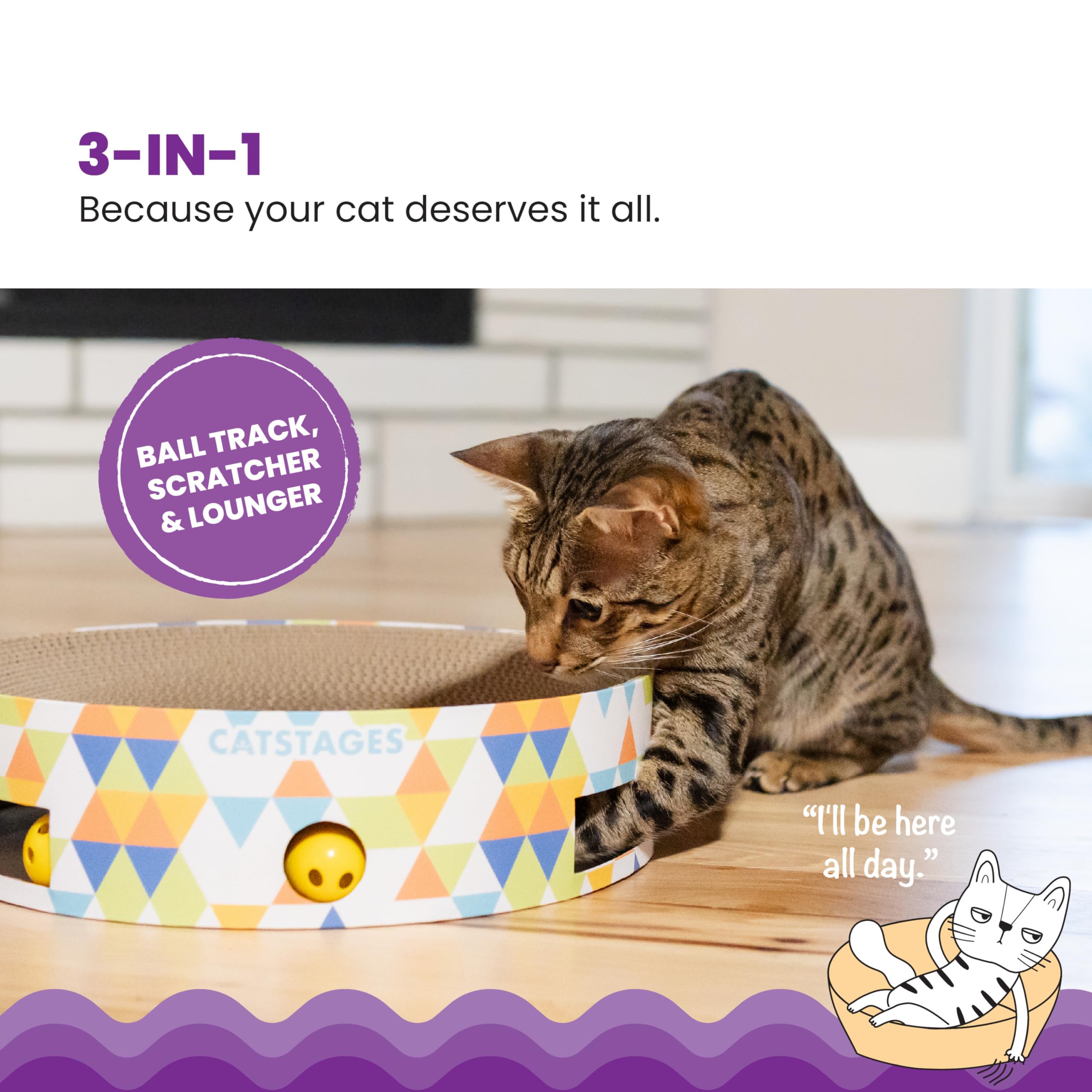 Catstages Multicolored Bowl Track Scratcher & Lounger for Cats - One-Size Interactive Toy