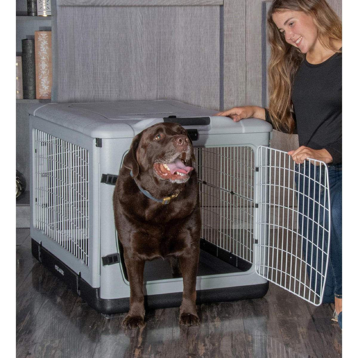 Pet Gear The Other Door    4 Door Steel Crate For Dogs/Cats With Removable Tray, Fog, 42 Inch