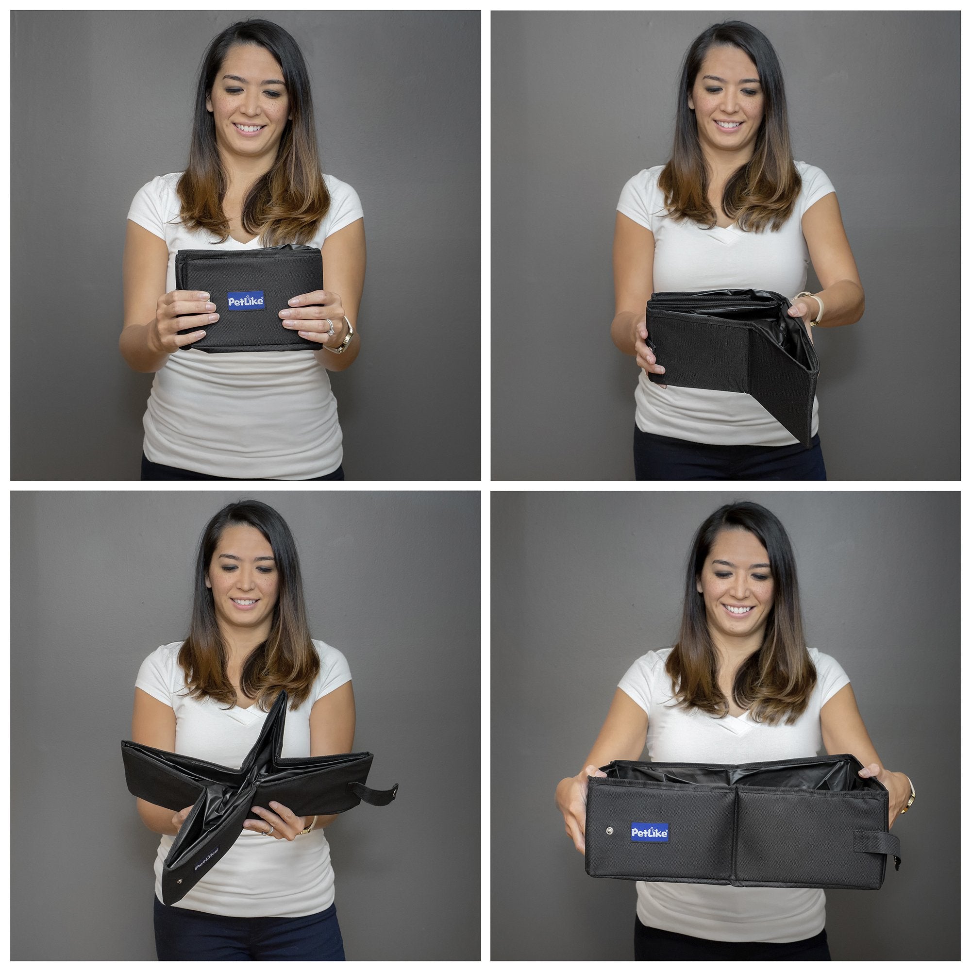 PetLike Travel Cat Litter Box, Leak-Proof Portable Litter Box, Collapsible Toilet Tray Carrier for Small Medium Cats (Medium, Bl