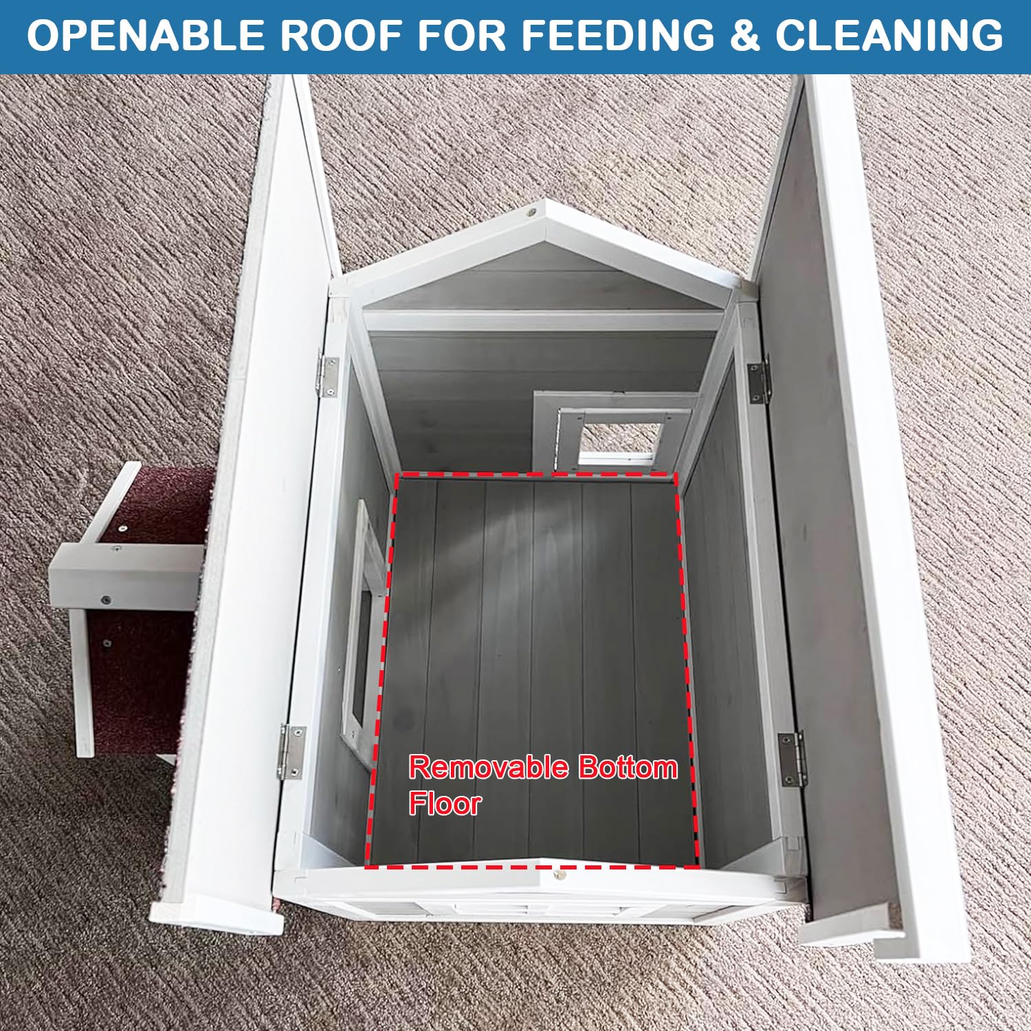 Funxplore Feral Cat House For Outdoor Cat Enclosure Winter Double Rooms Weatherproof With Openable Roof